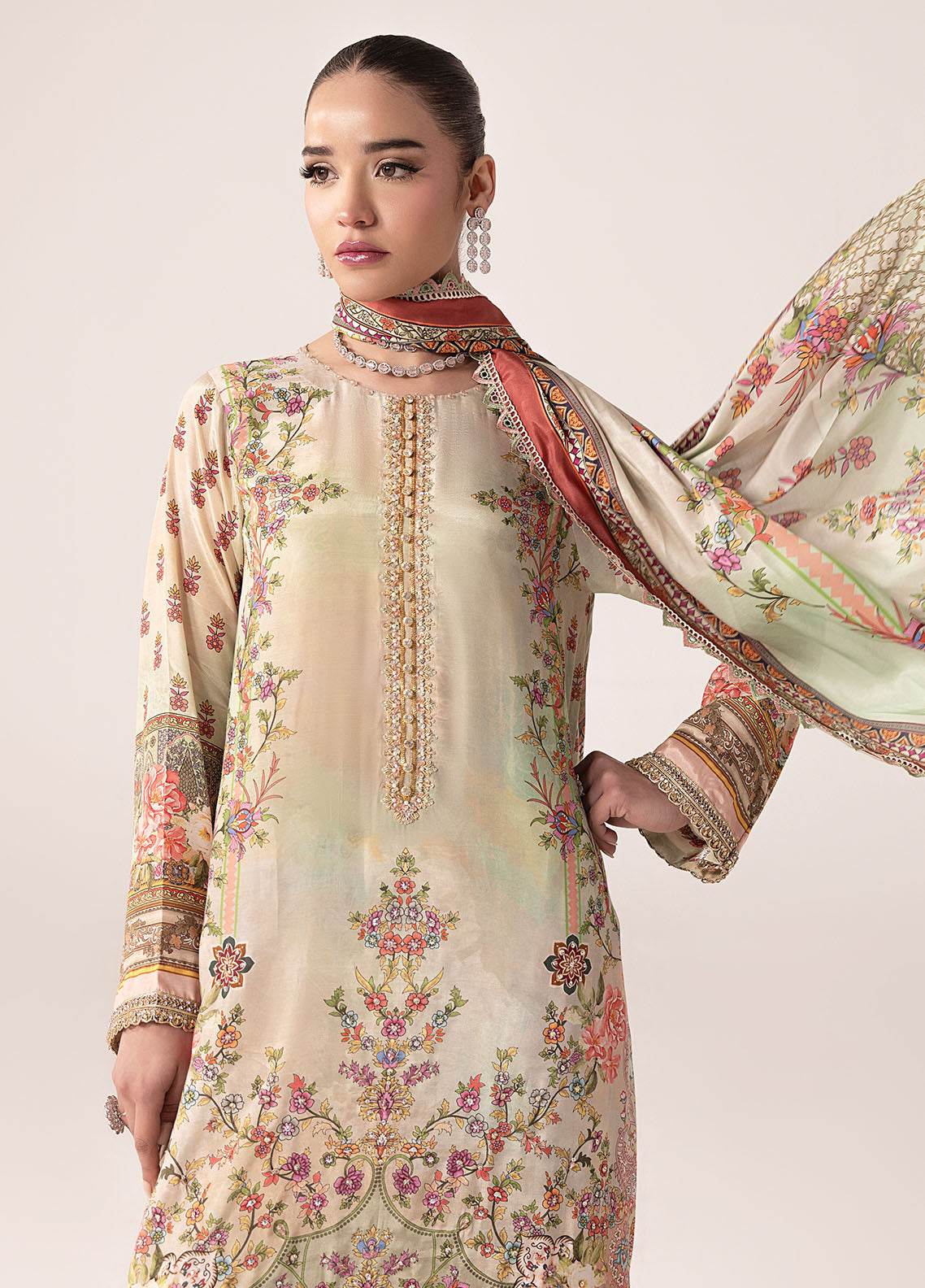 SUAY Eid Formals Unstitched Silk 3pcs - Jotey