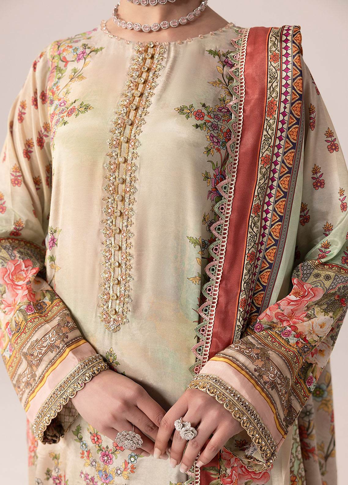 SUAY Eid Formals Unstitched Silk 3pcs - Jotey