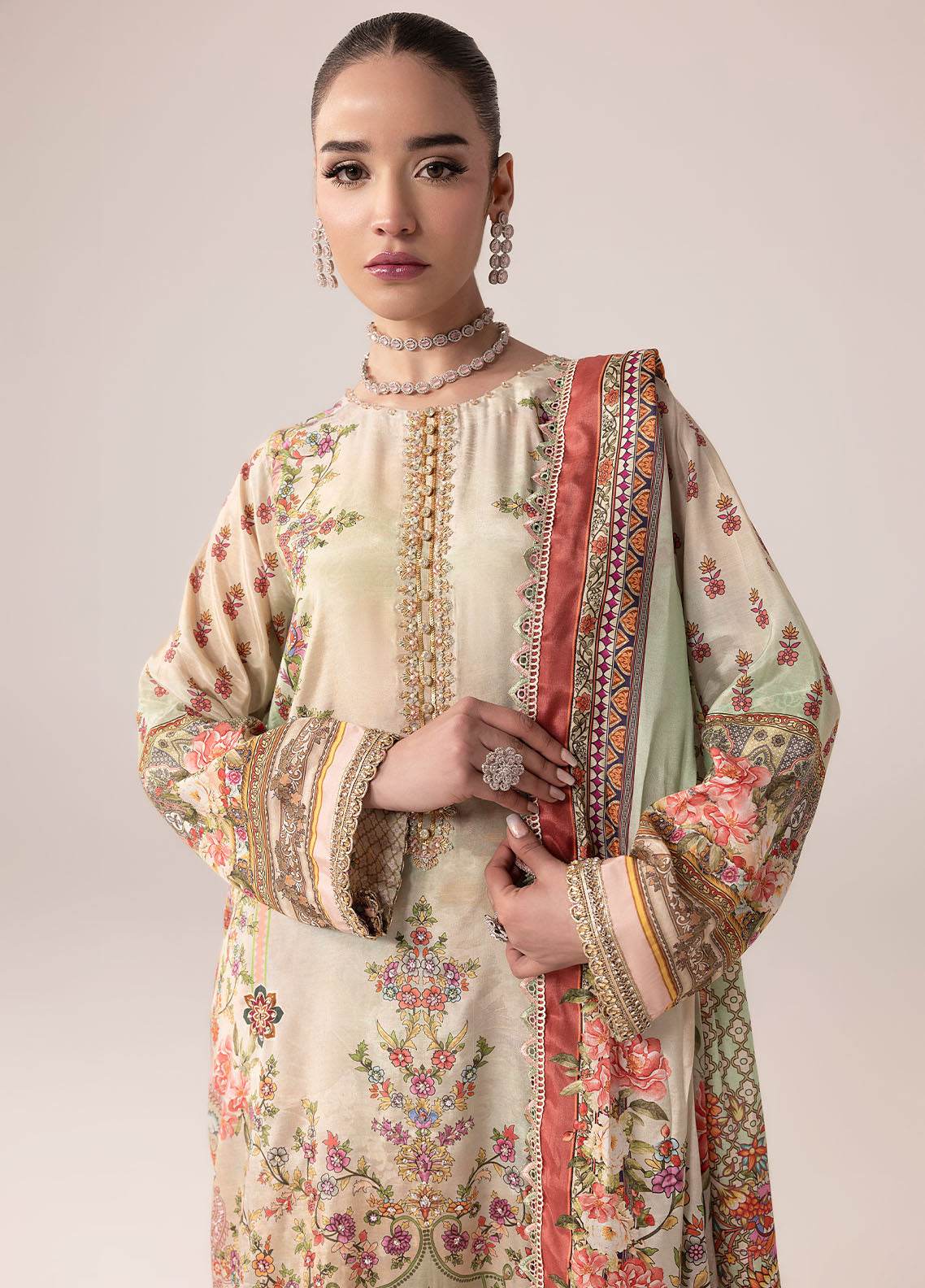 SUAY Eid Formals Unstitched Silk 3pcs - Jotey