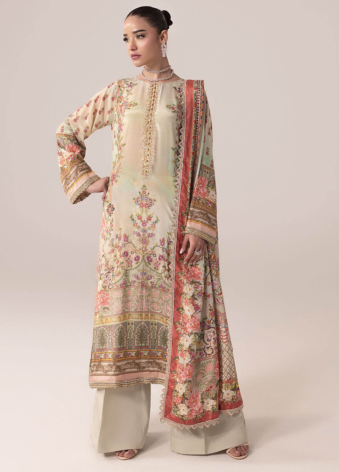 SUAY Eid Formals Unstitched Silk 3pcs - Jotey