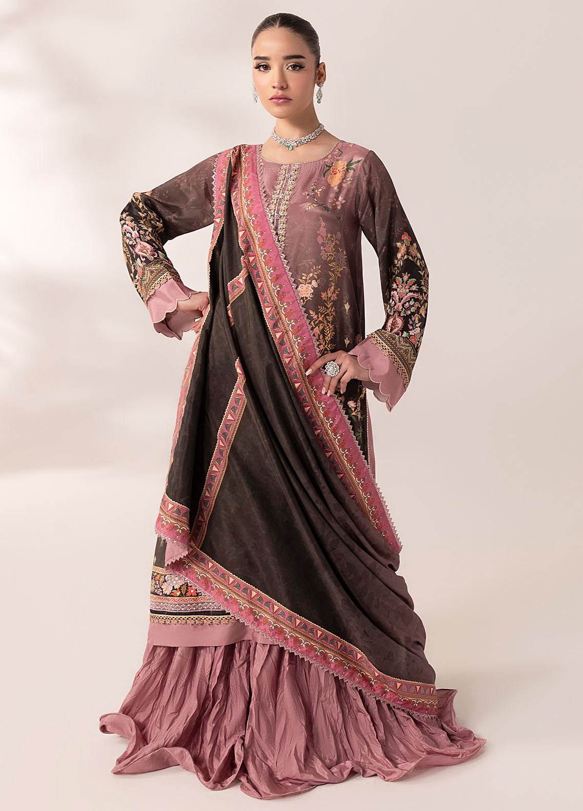 SUAY Eid Formals Unstitched Silk 3pcs - Jotey