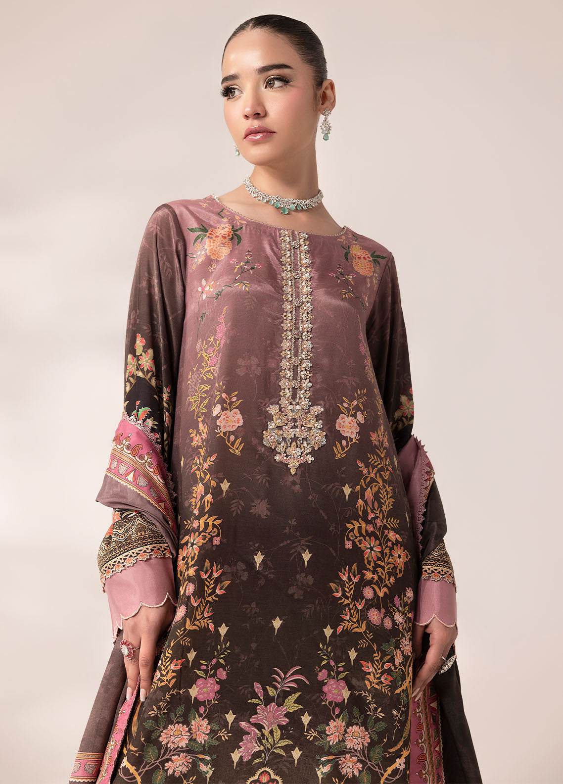 SUAY Eid Formals Unstitched Silk 3pcs - Jotey