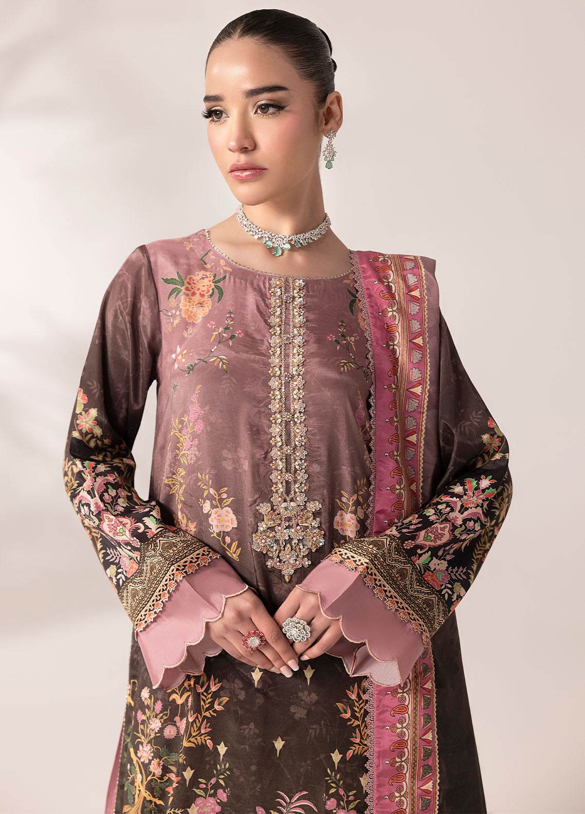 SUAY Eid Formals Unstitched Silk 3pcs - Jotey