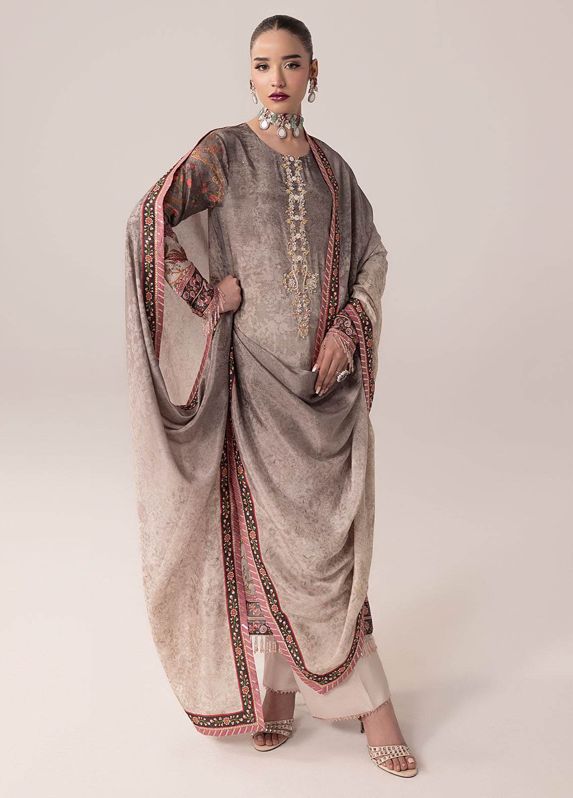 SUAY Eid Formals Unstitched Silk 3pcs - Jotey