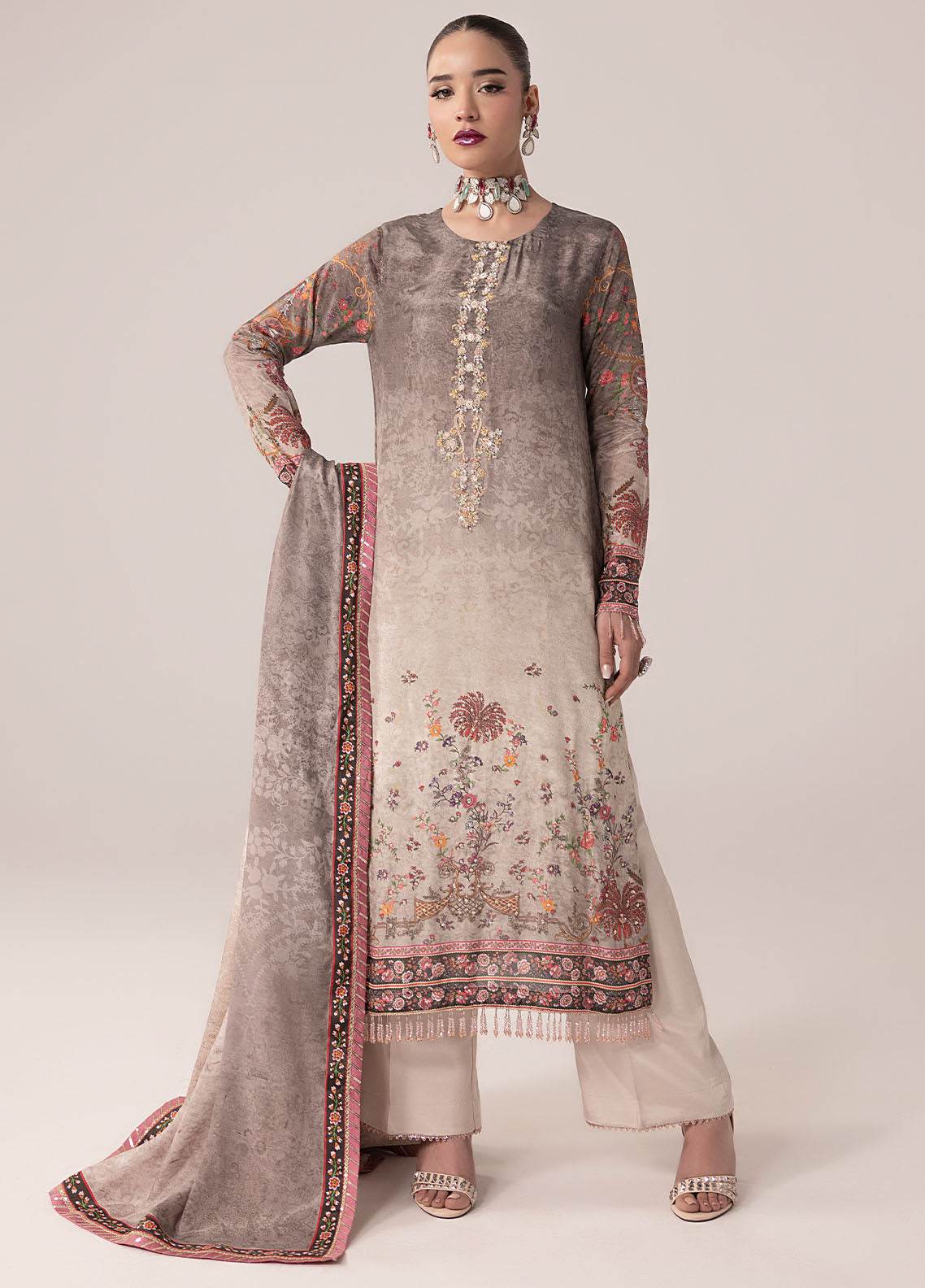 SUAY Eid Formals Unstitched Silk 3pcs - Jotey