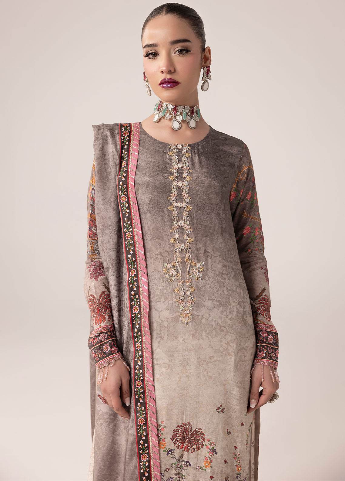 SUAY Eid Formals Unstitched Silk 3pcs - Jotey