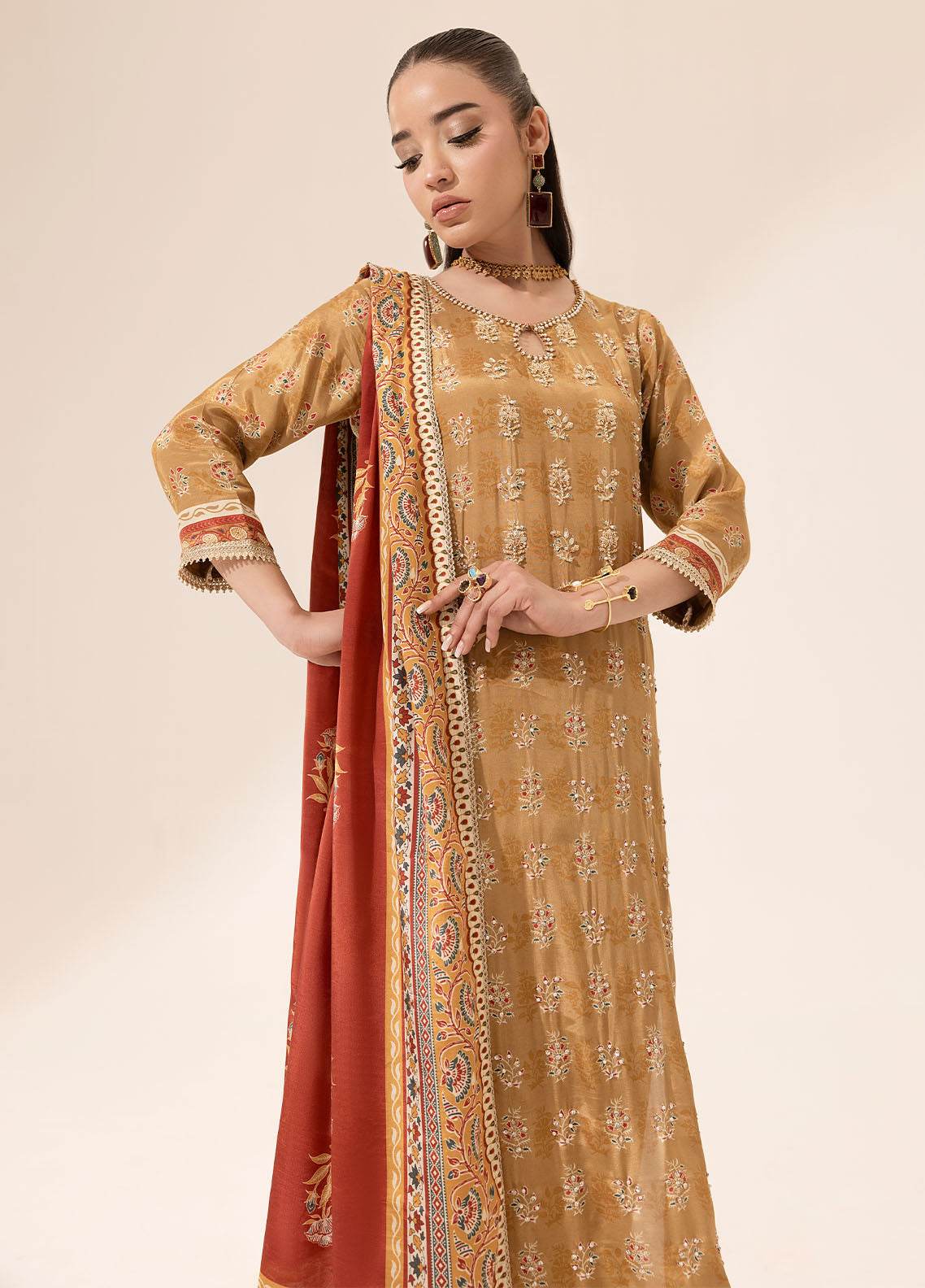 SUAY Eid Formals Unstitched Silk 3pcs - Jotey