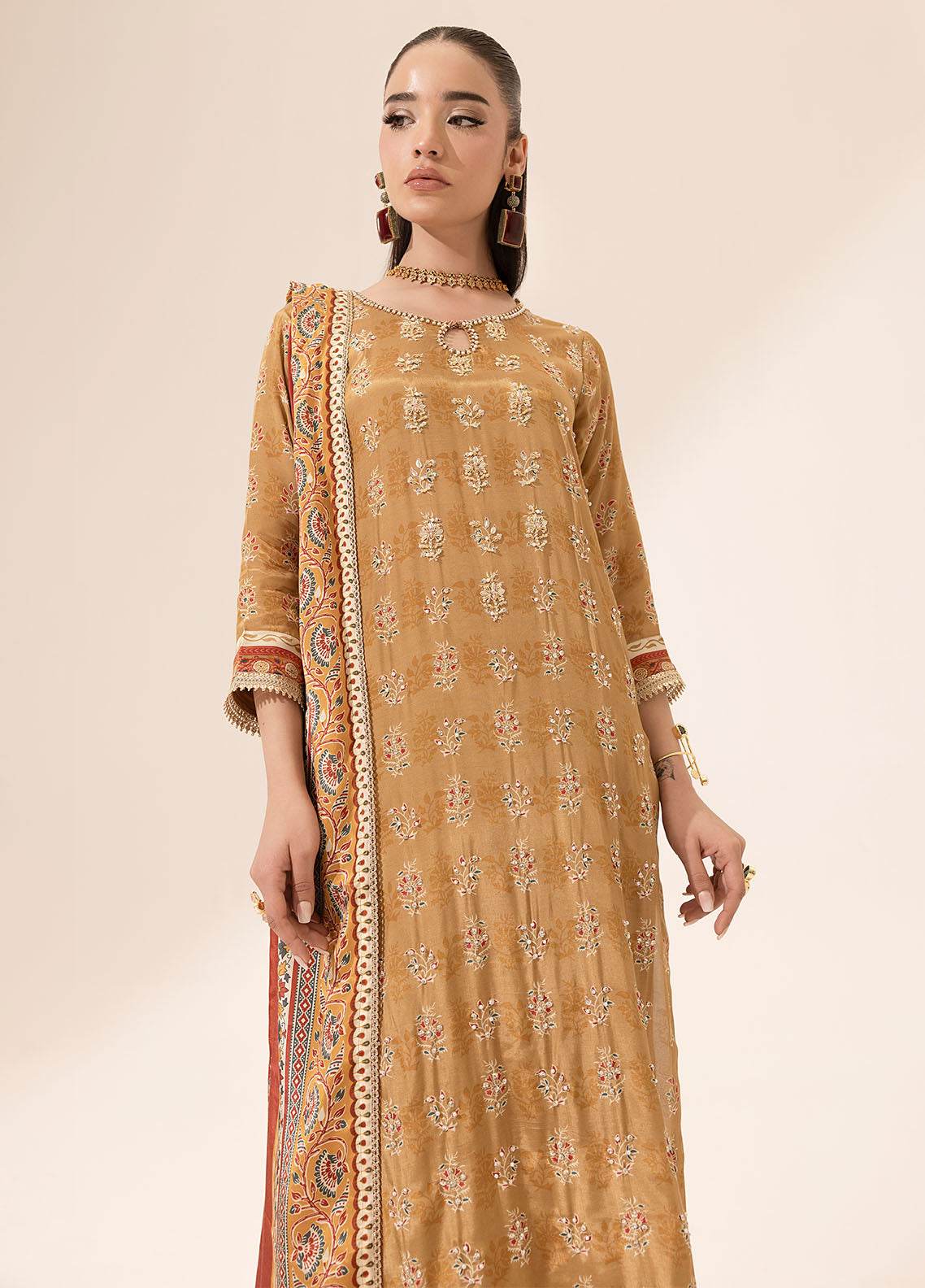 SUAY Eid Formals Unstitched Silk 3pcs - Jotey