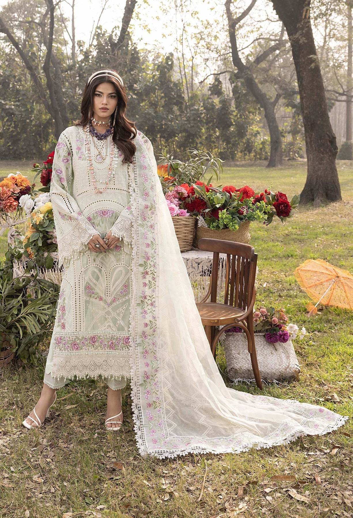 Adans Libas Bazm-E-Bahar Embroidered Lawn Unstitched 3 Piece - Jotey