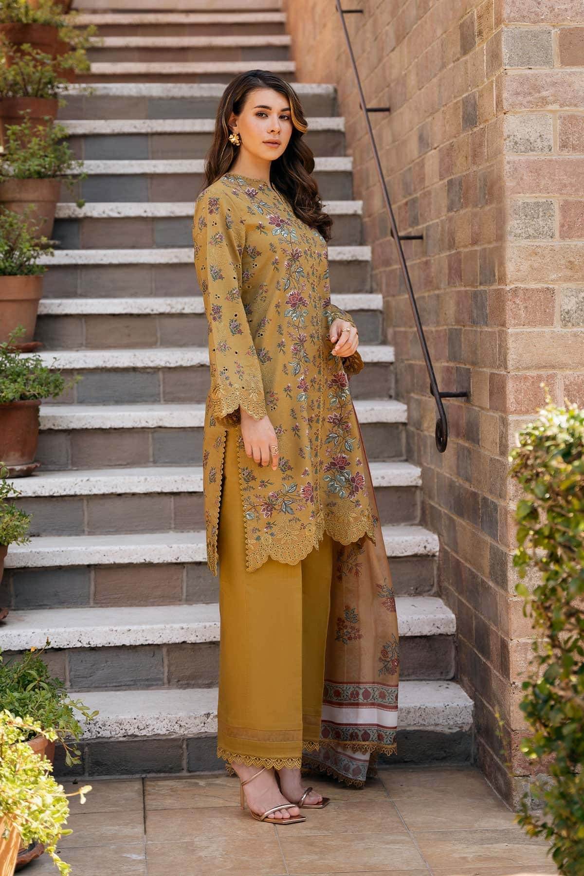 AFROZEH Damask The Holiday Edit'25 Embroidered Lawn 3pcs - Jotey