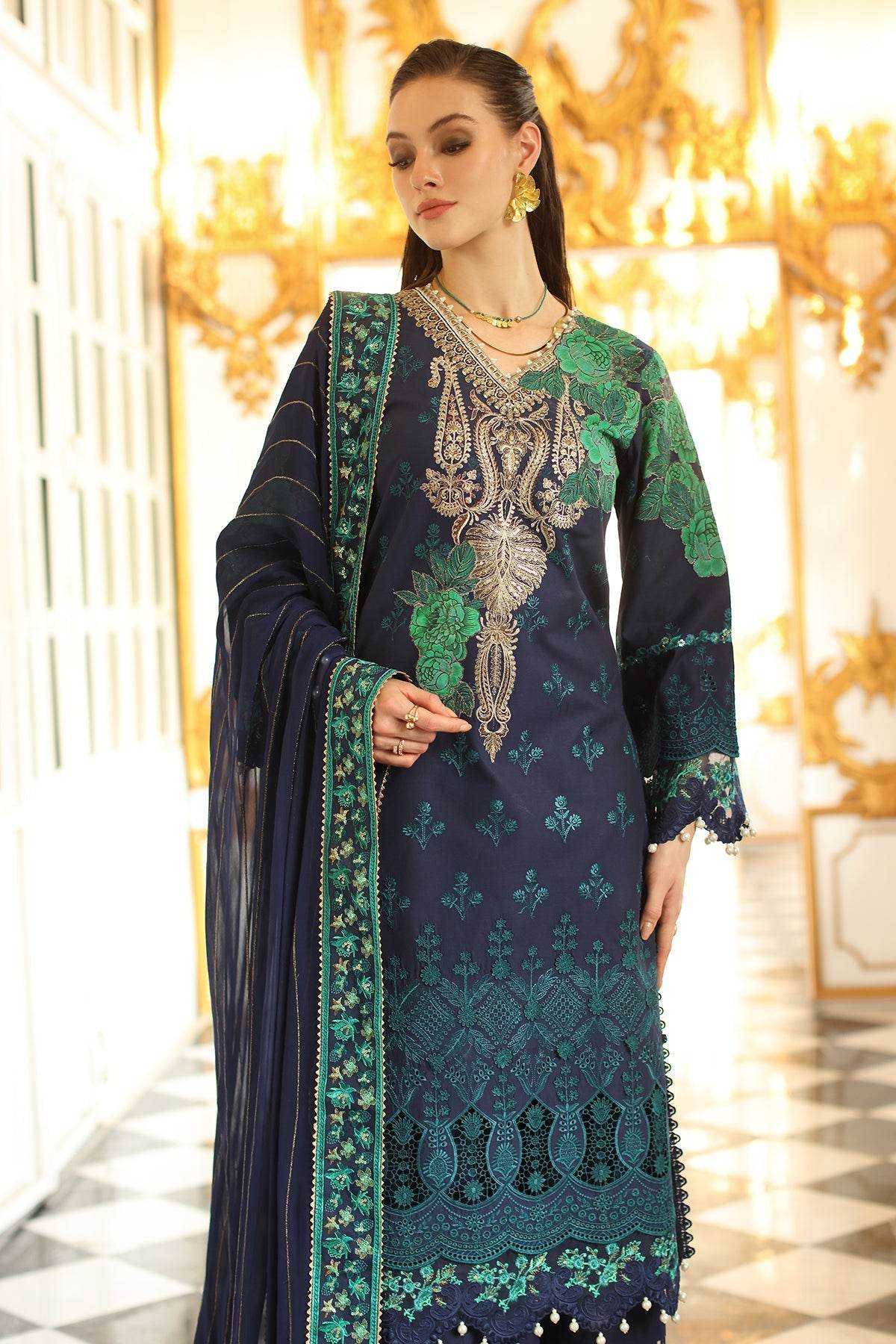 Tabeer By Charizma Embroidered Premium Chiffli Lawn Eid Edition Unstitched 3pcs - Jotey