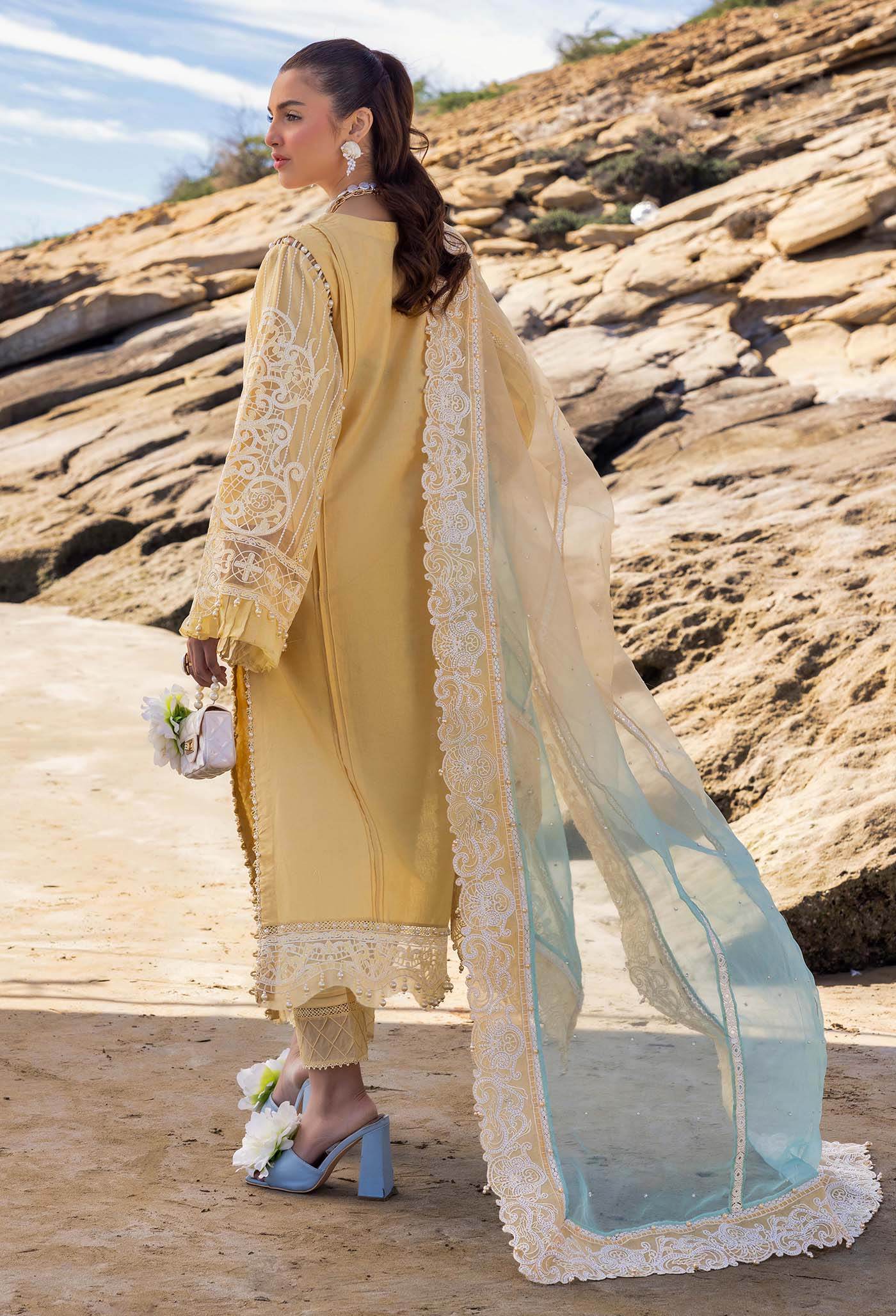 Adans Libas Lasserkari Embroidered Premium Lawn Unstitched 3 Piece - Jotey