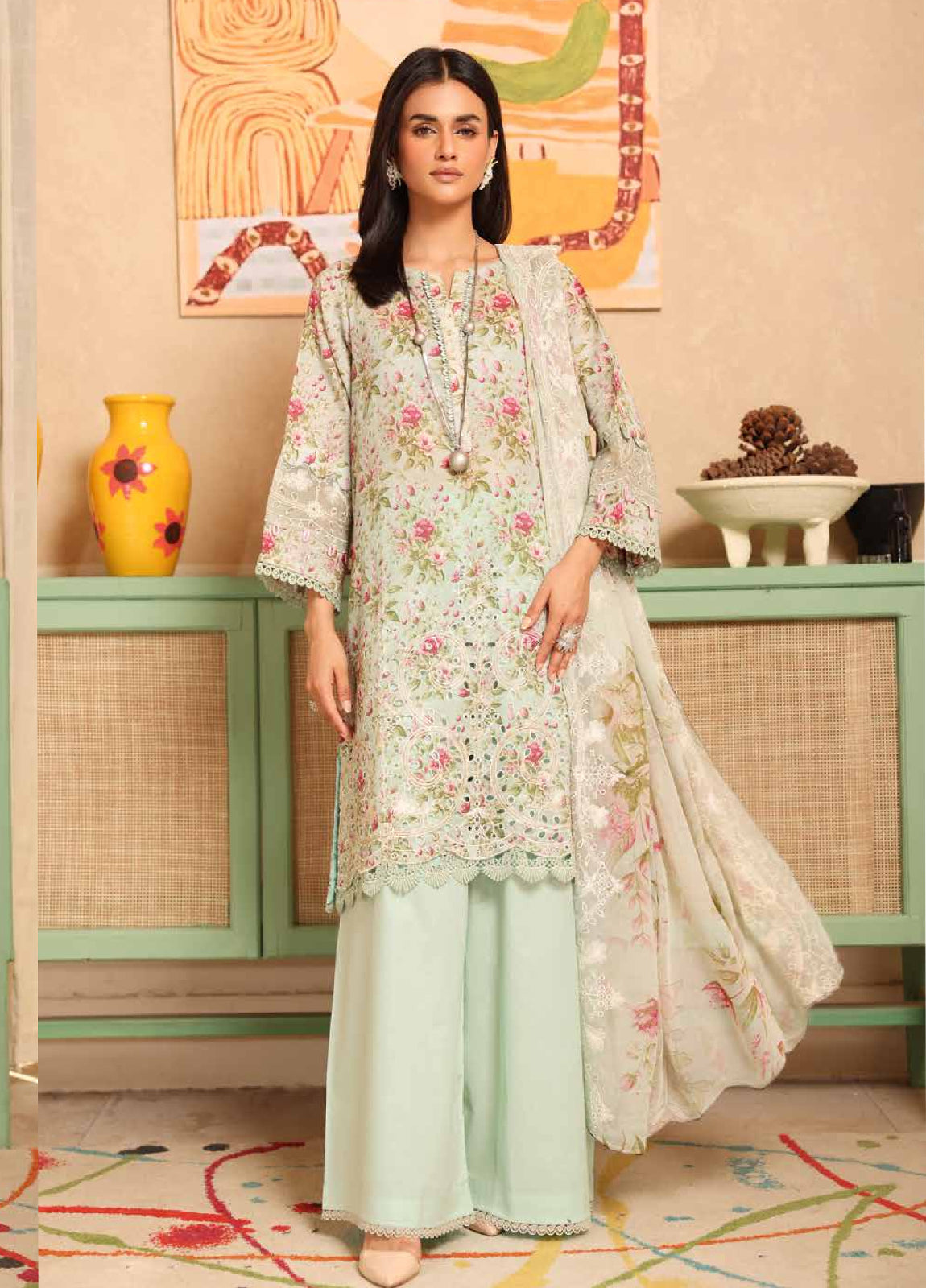 Aleeha by Johra Embroidered Chikankari + Printed Lawn Unstitched 3Pcs