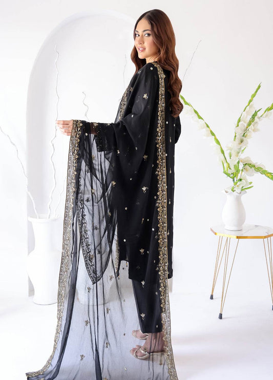 Zahikah By Bin Hameed Luxury Embroidered Chiffon Untitched 3pcs - Jotey