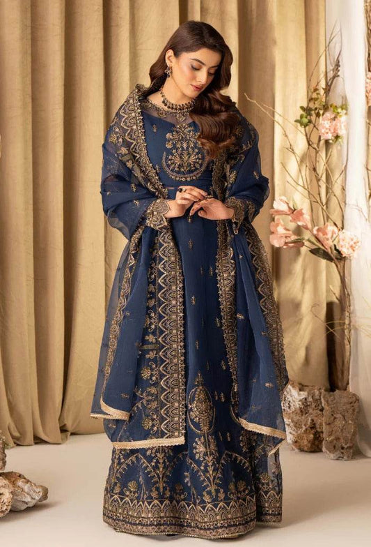 HOC By Humdum Luxury Embroidered Organza Unstitched 3pcs - Jotey