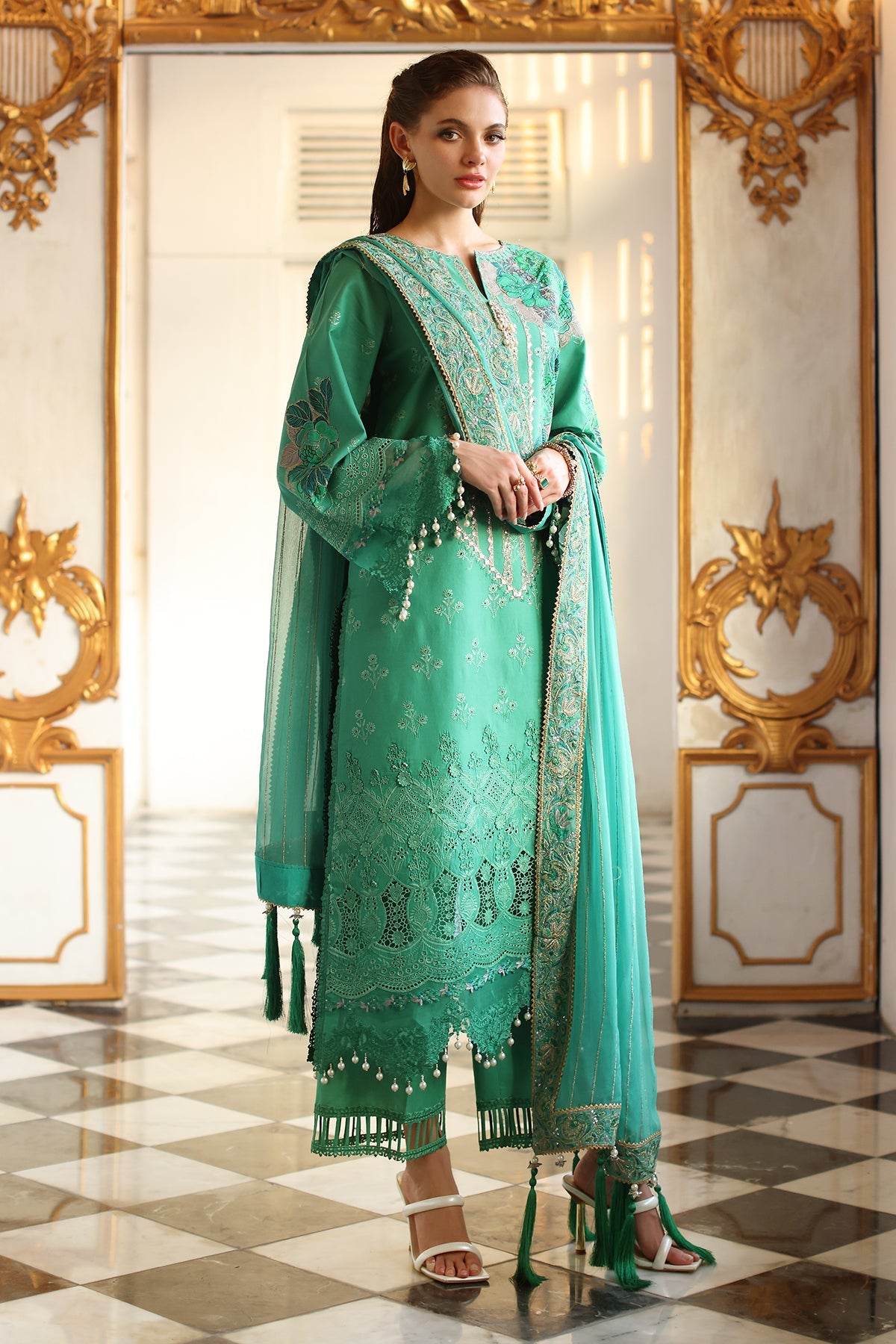 Tabeer By Charizma Embroidered Premium Chiffli Lawn Eid Edition Unstitched 3pcs - Jotey