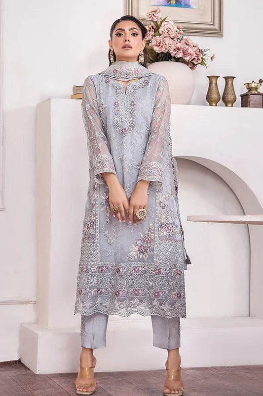 ZA Clothes MUZAYYAN Embroidered Organza Ready to wear 3pcs - Jotey