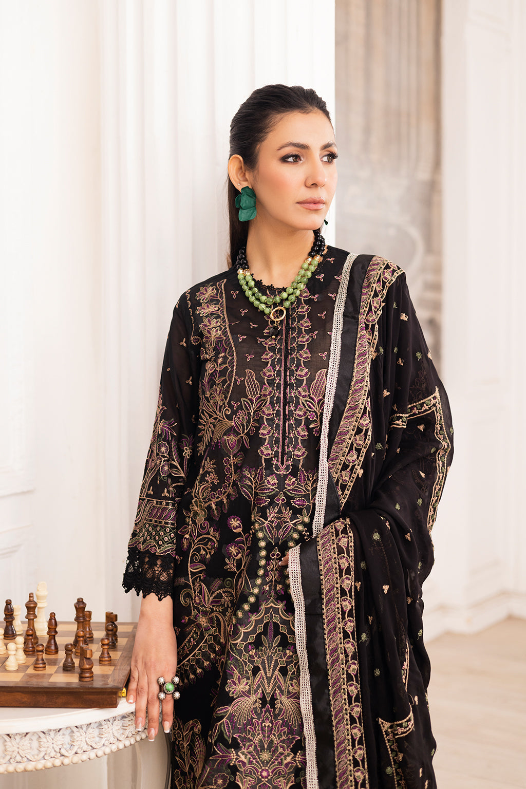 Johra Gold Swiss Voil Heavy Embroidered Lawn Unstitched 3Pcs