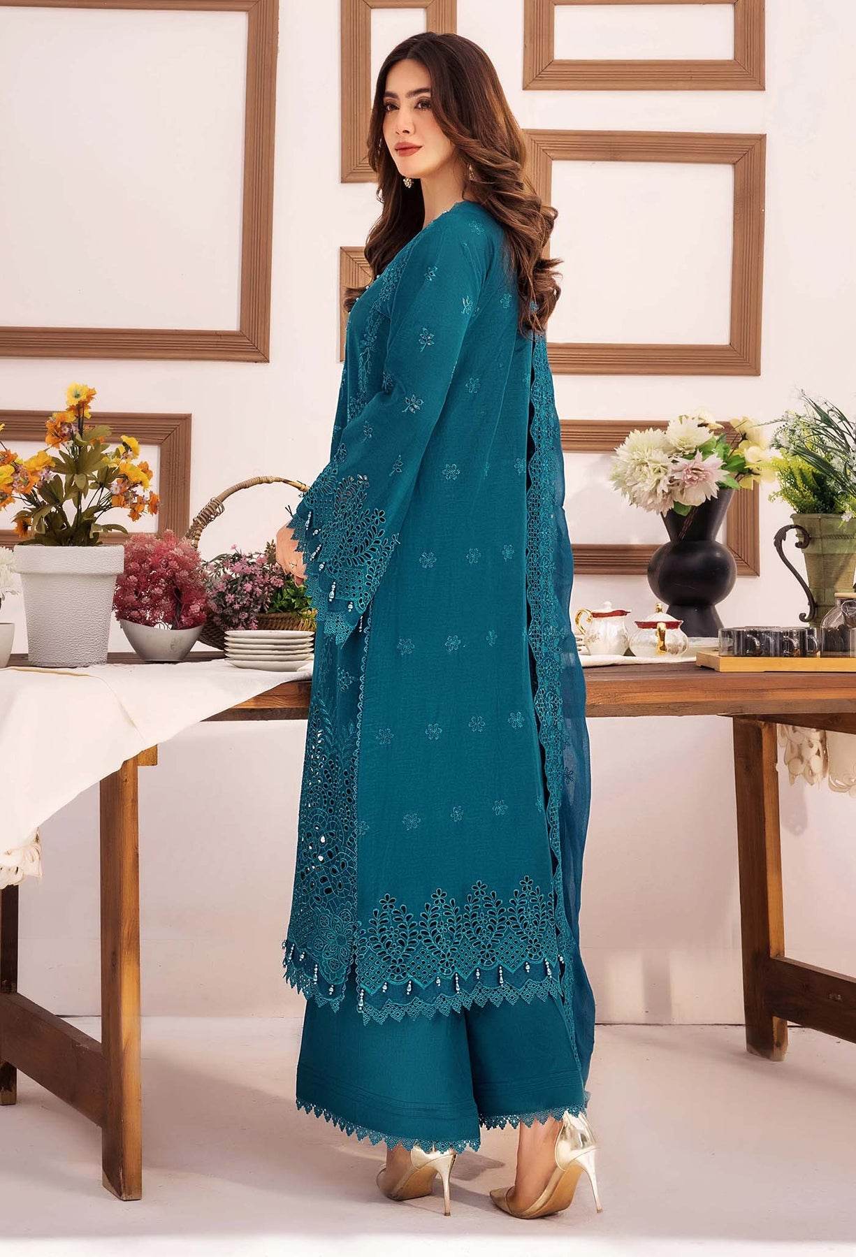 Adans Libas Stella Unstitched Chikankari Lawn 3 Piece - Jotey