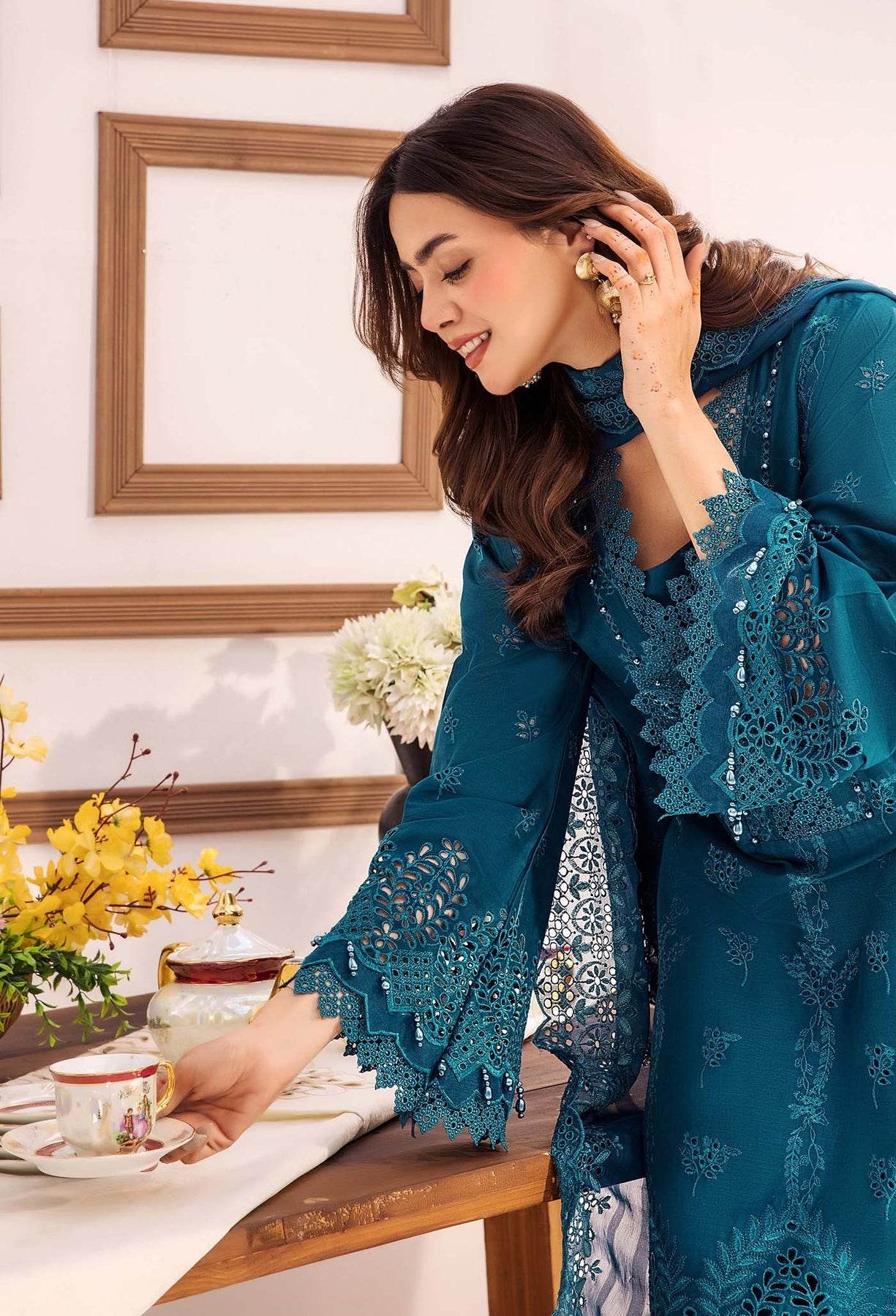 Adans Libas Stella Unstitched Chikankari Lawn 3 Piece - Jotey