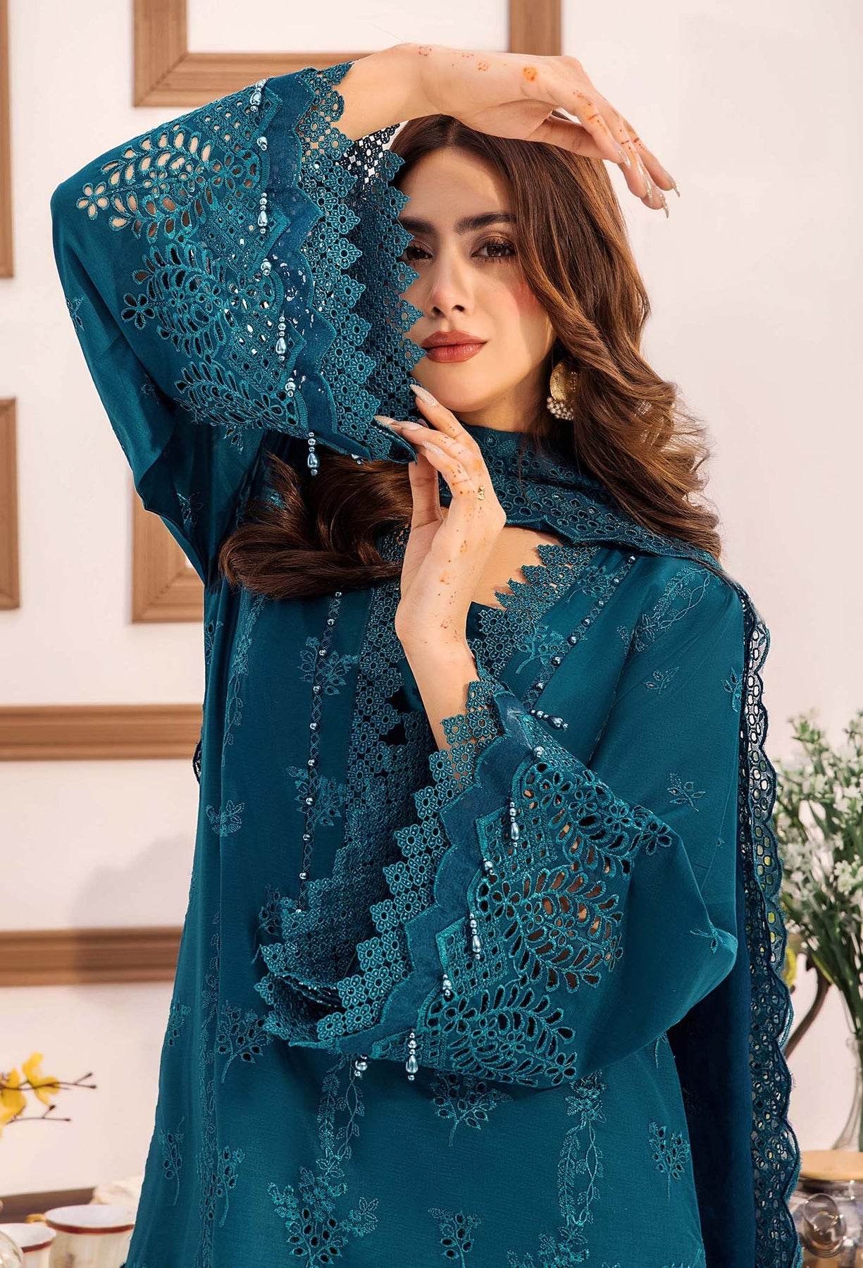 Adans Libas Stella Unstitched Chikankari Lawn 3 Piece - Jotey