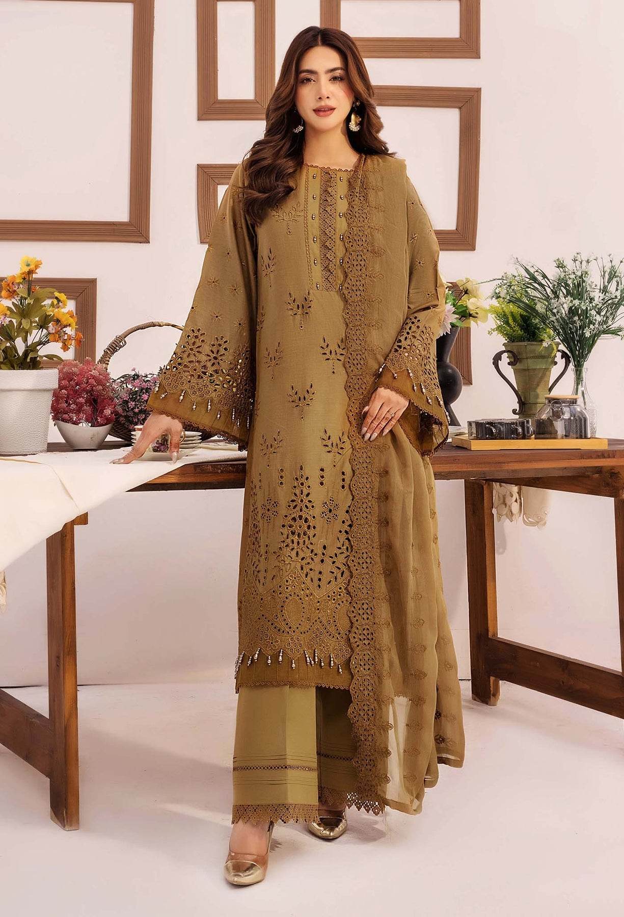 Adans Libas Stella Unstitched Chikankari Lawn 3 Piece - Jotey