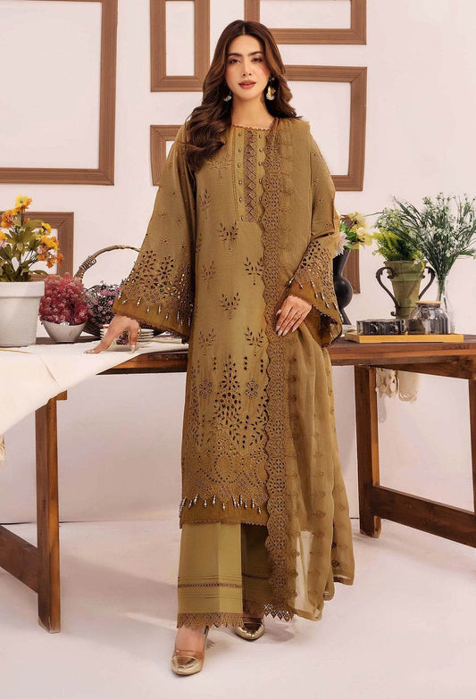 Adans Libas Stella Unstitched Chikankari Lawn 3 Piece - Jotey