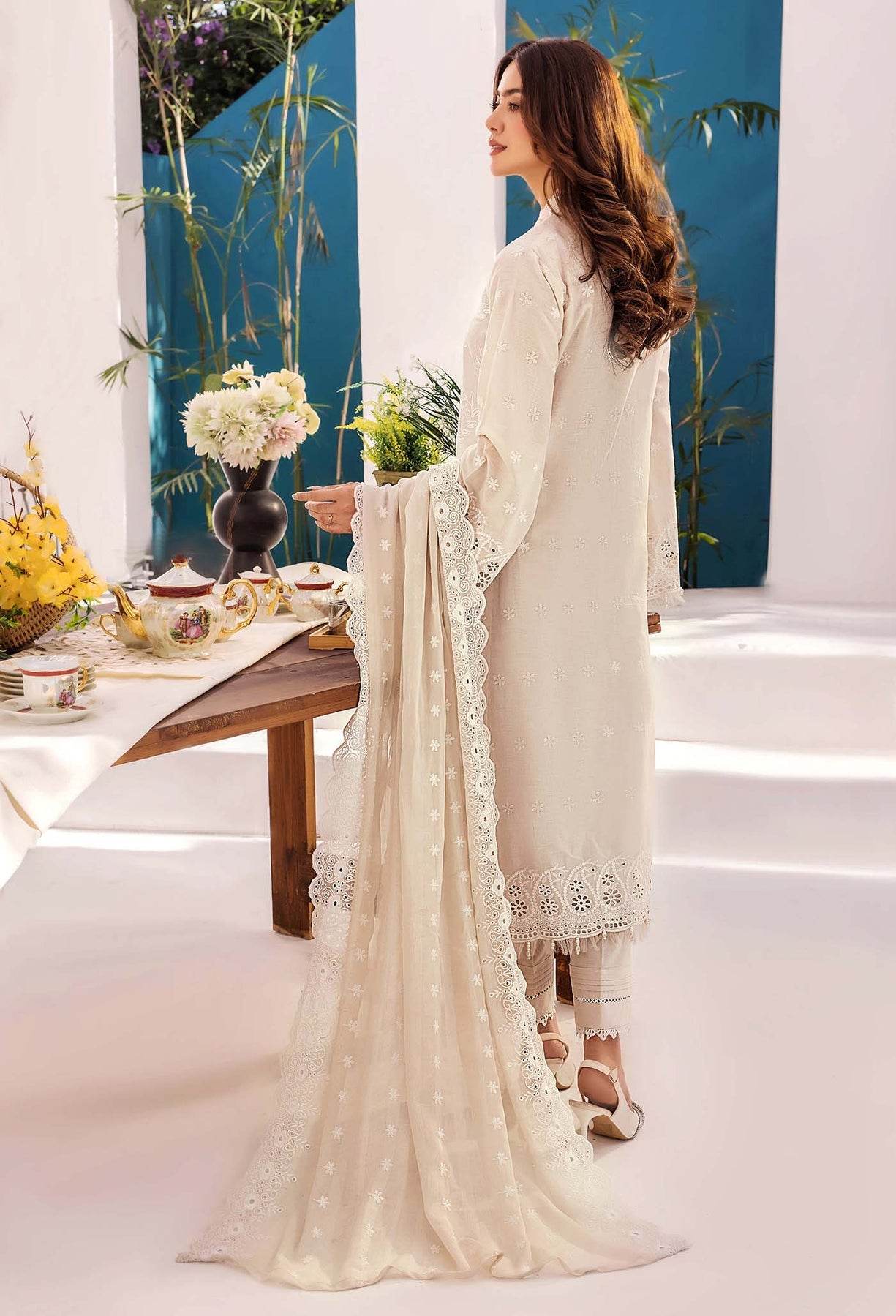 Adans Libas Stella Unstitched Chikankari Lawn 3 Piece - Jotey