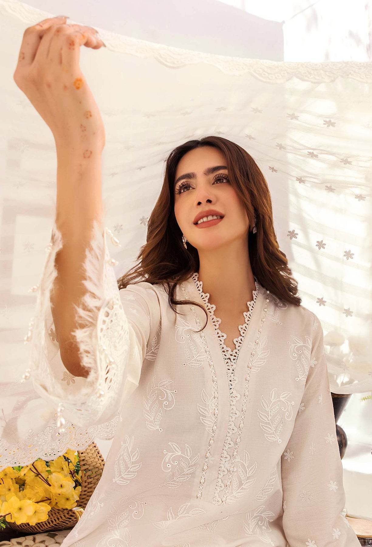 Adans Libas Stella Unstitched Chikankari Lawn 3 Piece - Jotey