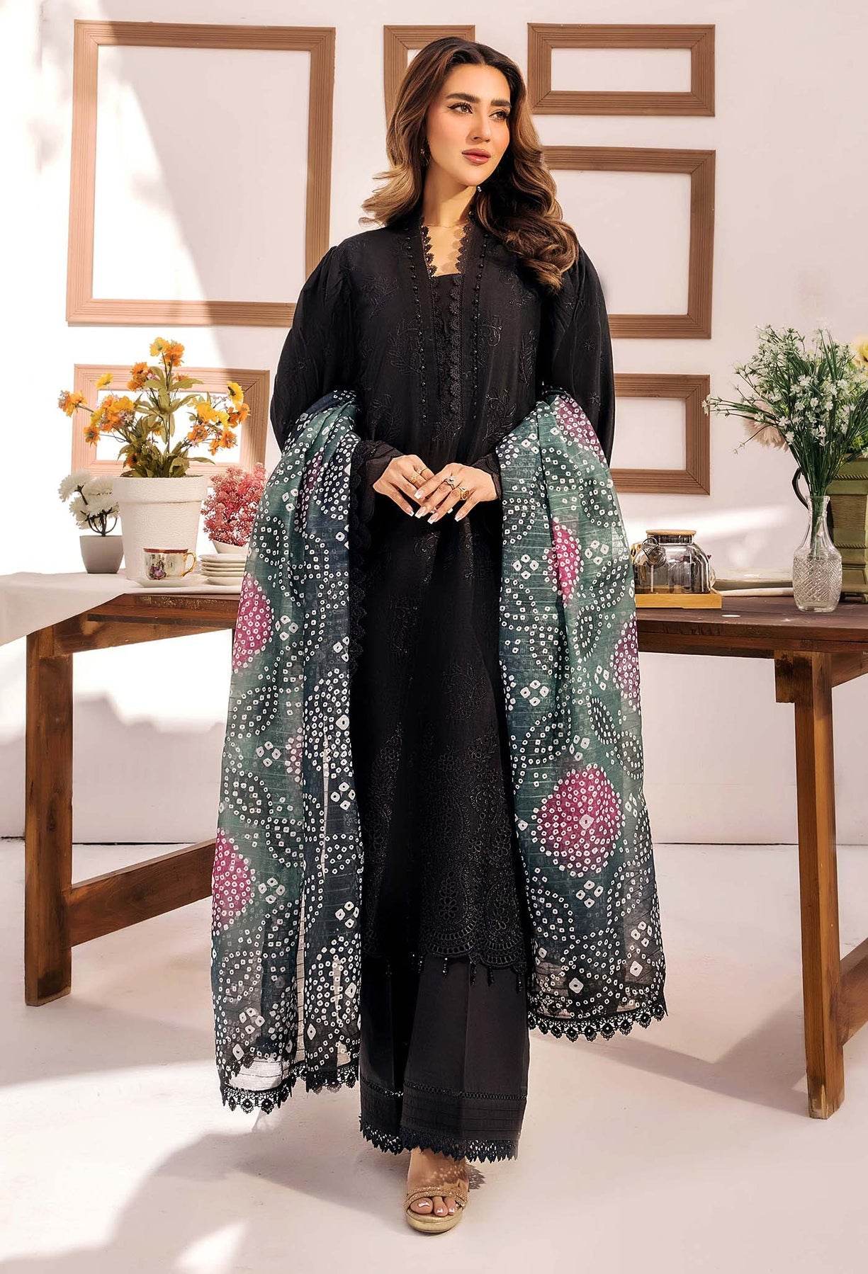 Adans Libas Stella Unstitched Chikankari Lawn 3 Piece - Jotey