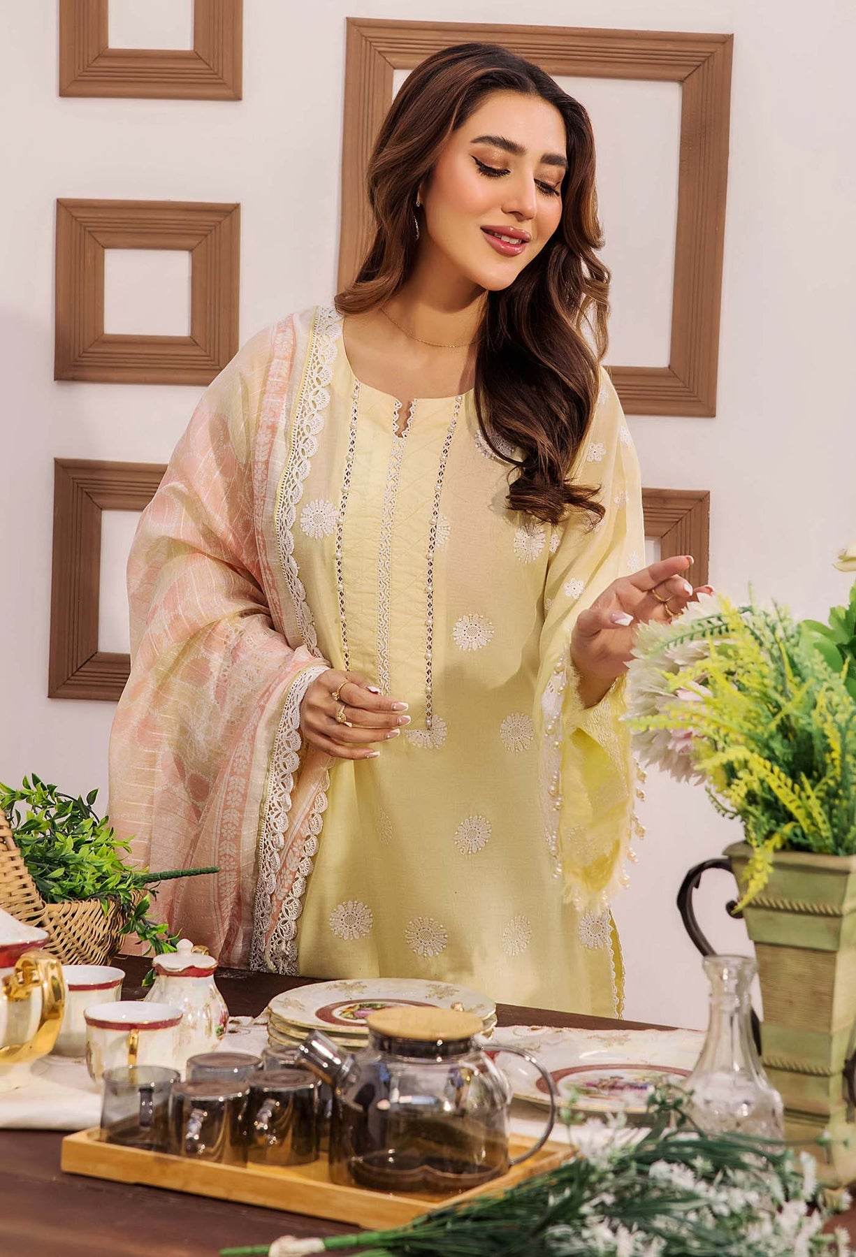 Adans Libas Stella Unstitched Chikankari Lawn 3 Piece - Jotey