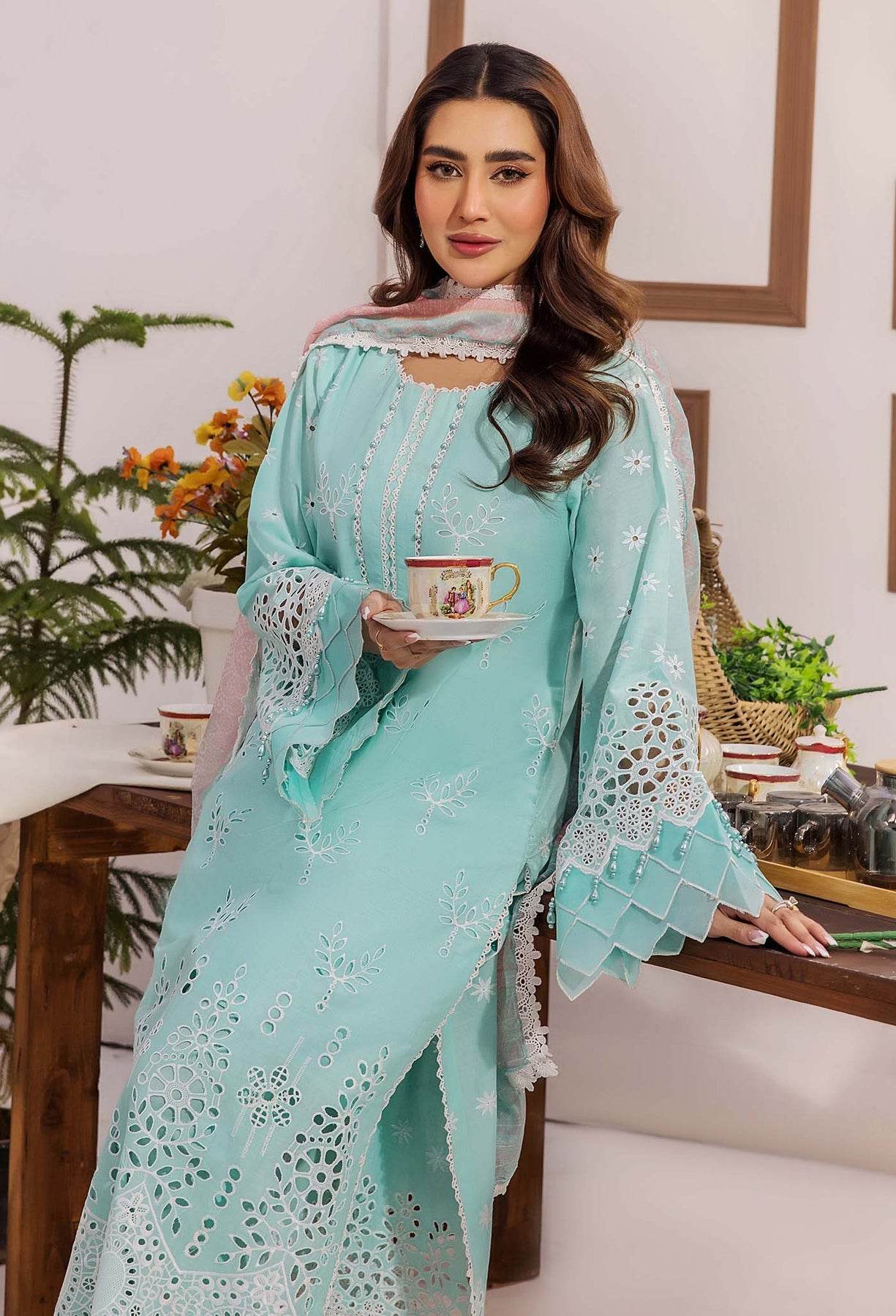 Adans Libas Stella Unstitched Chikankari Lawn 3 Piece - Jotey