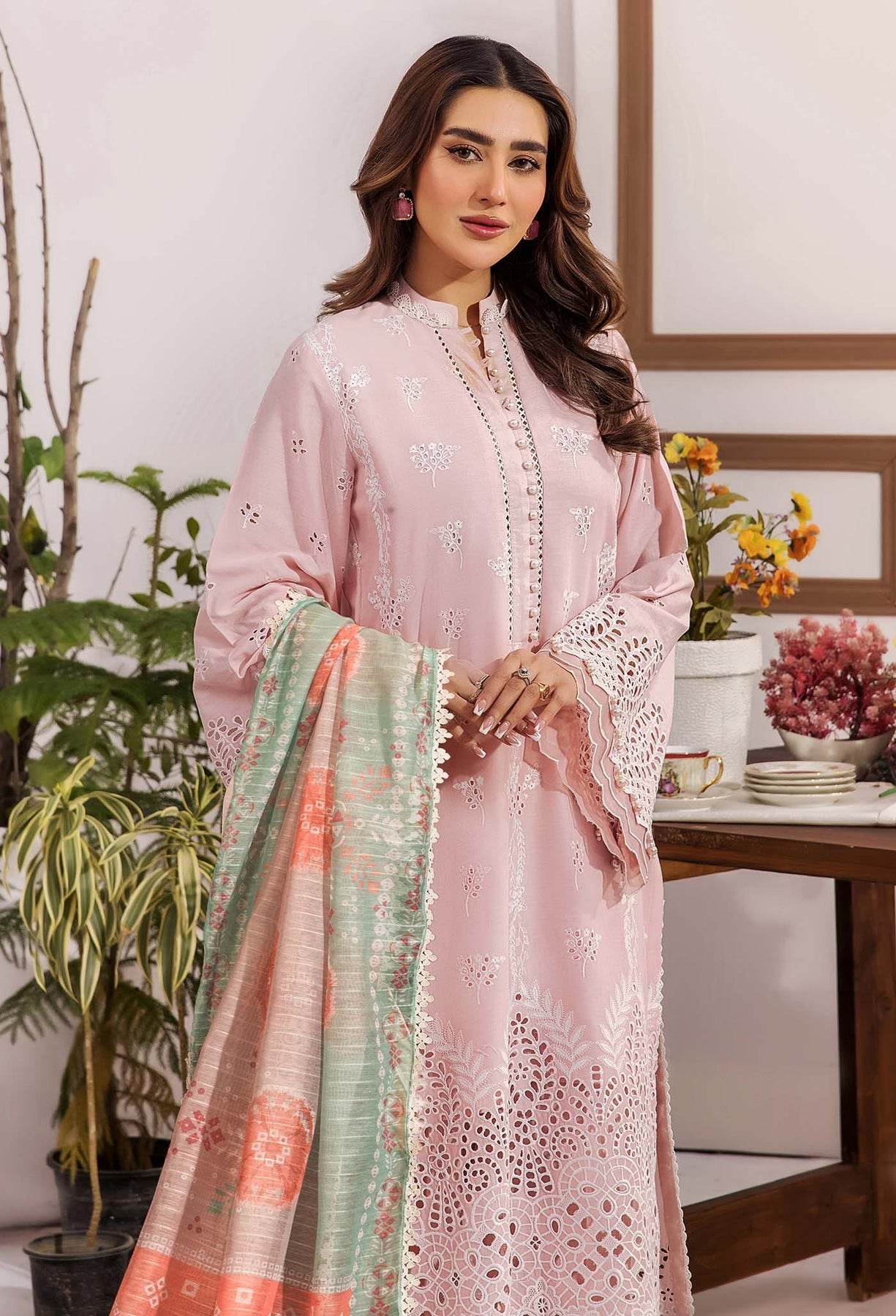 Adans Libas Stella Unstitched Chikankari Lawn 3 Piece - Jotey