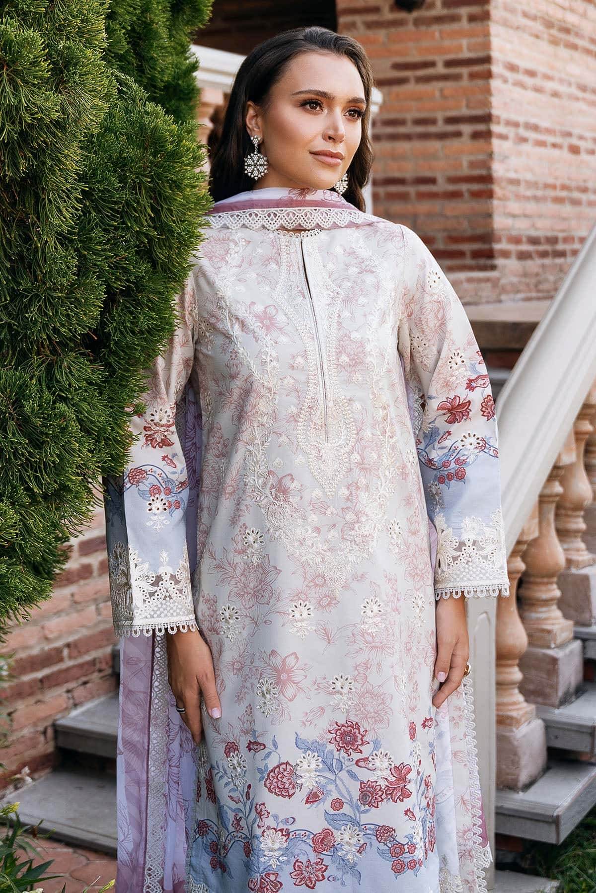 AFROZEH Damask The Holiday Edit'25 Embroidered Lawn 3pcs - Jotey