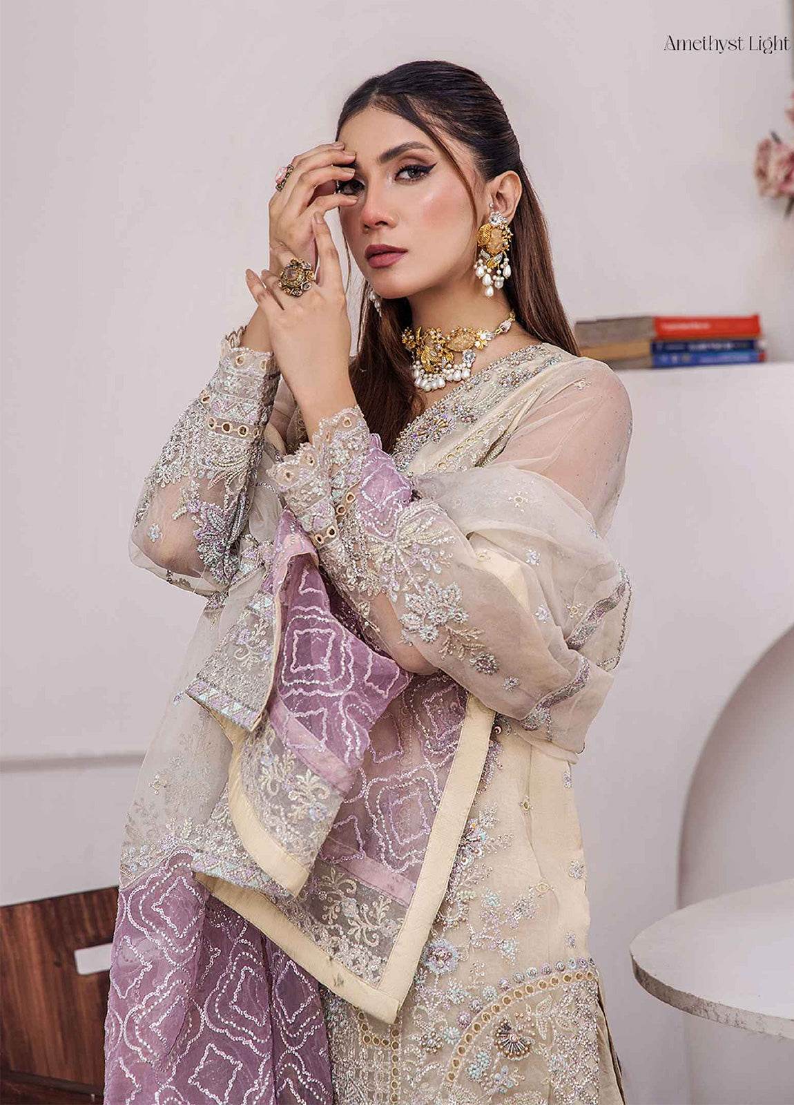 ZA Clothes Gulshan Embroidered Organza Ready to wear 3pcs - Jotey