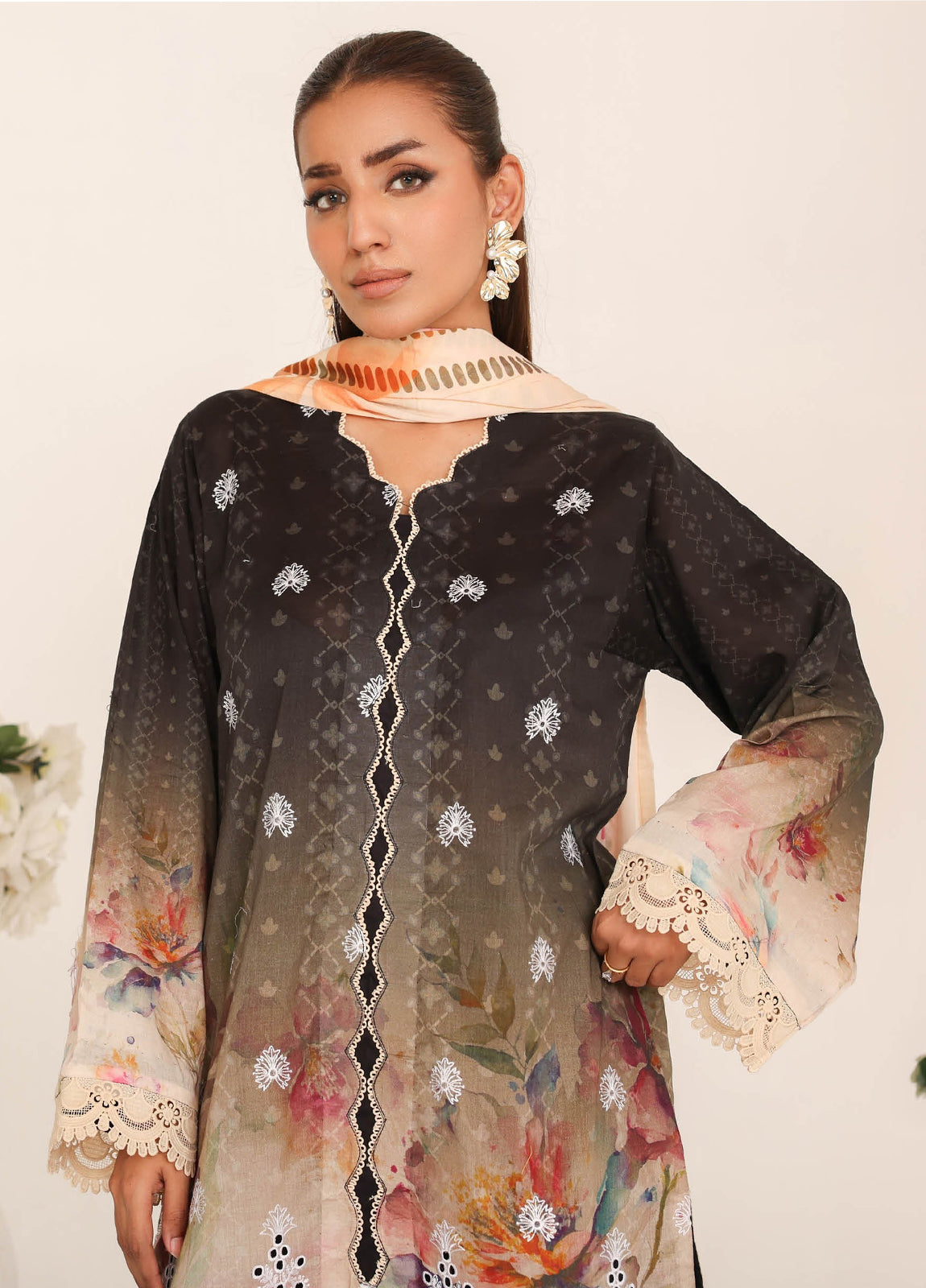Inshal by Johra Chikankari + Printed Lawn Unstitched 3Pcs