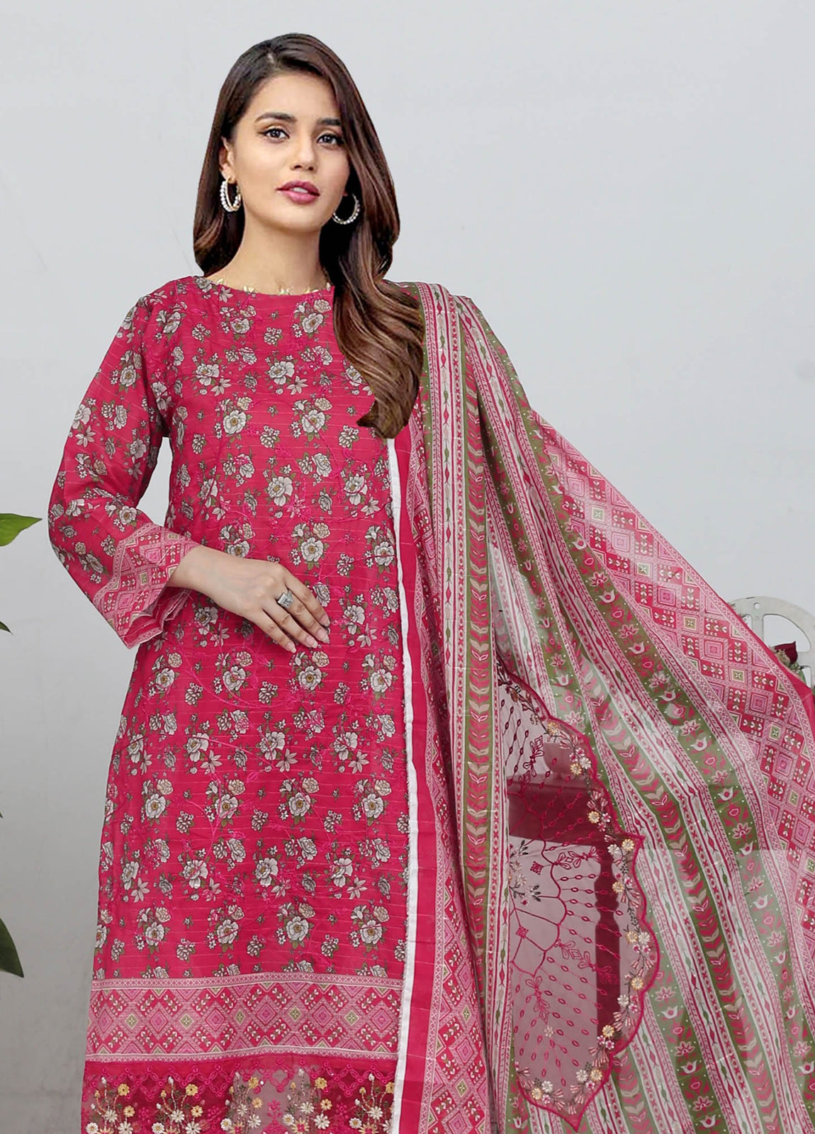 Sui Dhaga Embroidered Printed Lawn Unstitched 3pcs