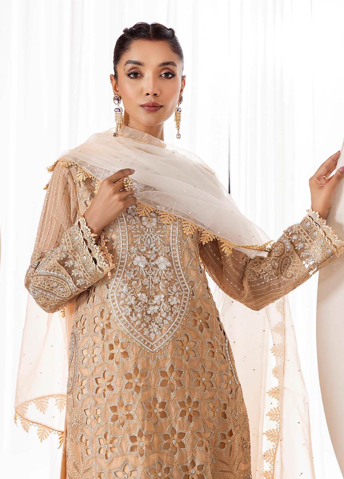 Zoya By ZA Clothes Embroidered Chiffon Semi-Stitched 3pcs - Jotey