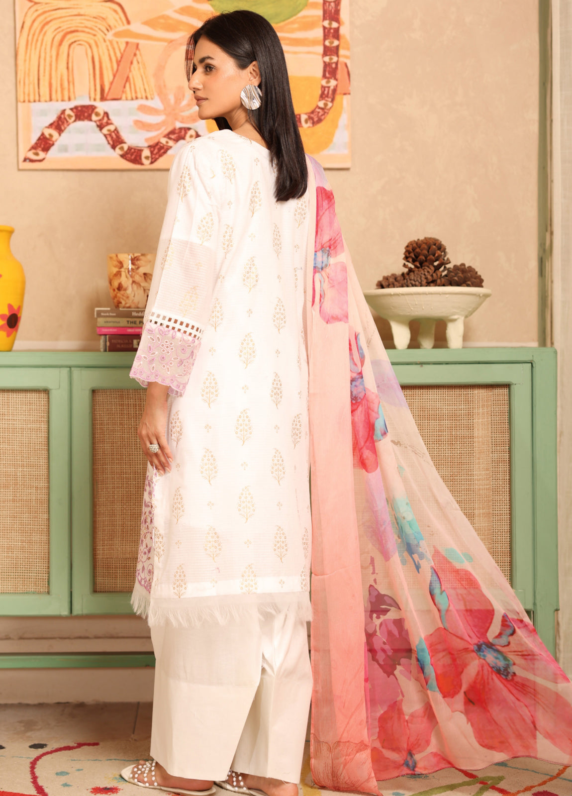 Milhaan By Johra Embroidered Chikankari & Gold Printed Lawn Unstitched 3Pcs