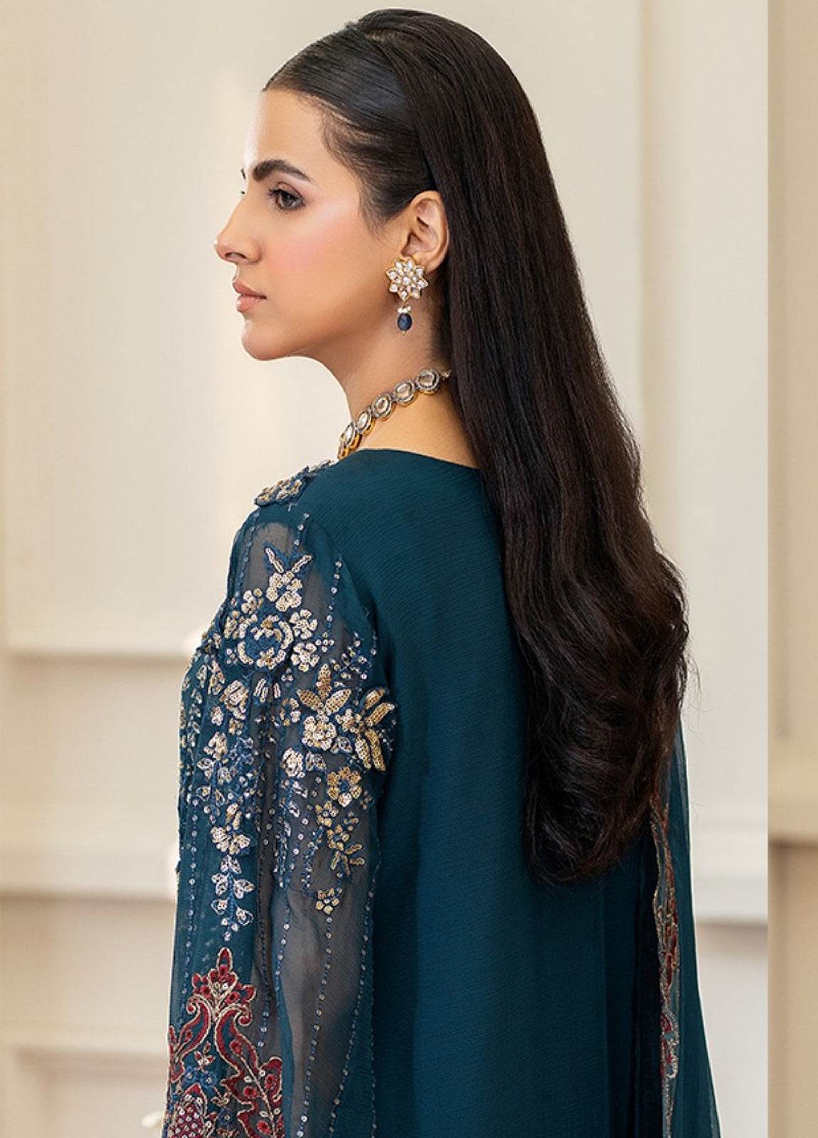 Tabassum By ZA Clothes Embroidered Chiffon Semi-Stitched 3pcs - Jotey