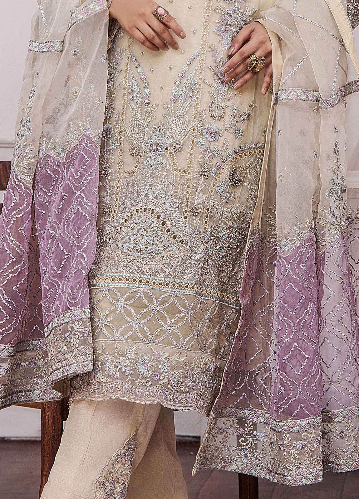 ZA Clothes Gulshan Embroidered Organza Ready to wear 3pcs - Jotey