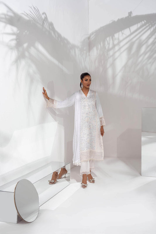 Mehru By Guzel Embroidered Stitched Chiffon 3pcs - Jotey