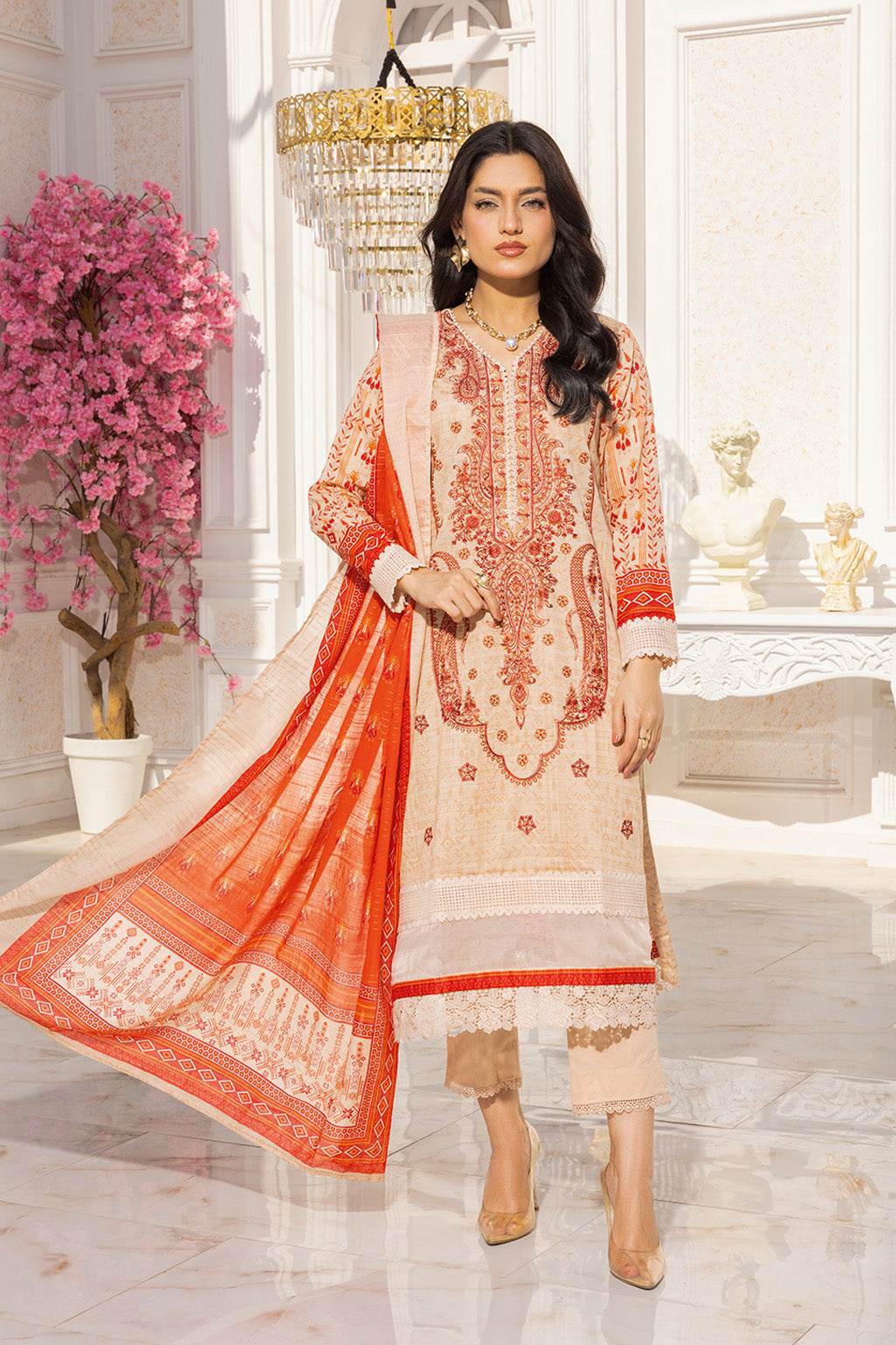 Somika By Johra Embroidered Fancy Lawn Unstitched 3Pcs - Jotey