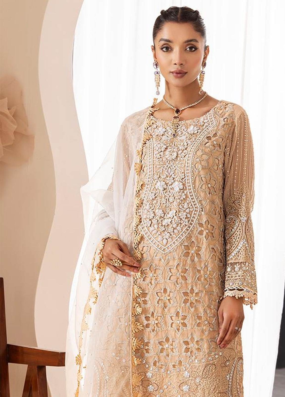 Zoya By ZA Clothes Embroidered Chiffon Semi-Stitched 3pcs - Jotey