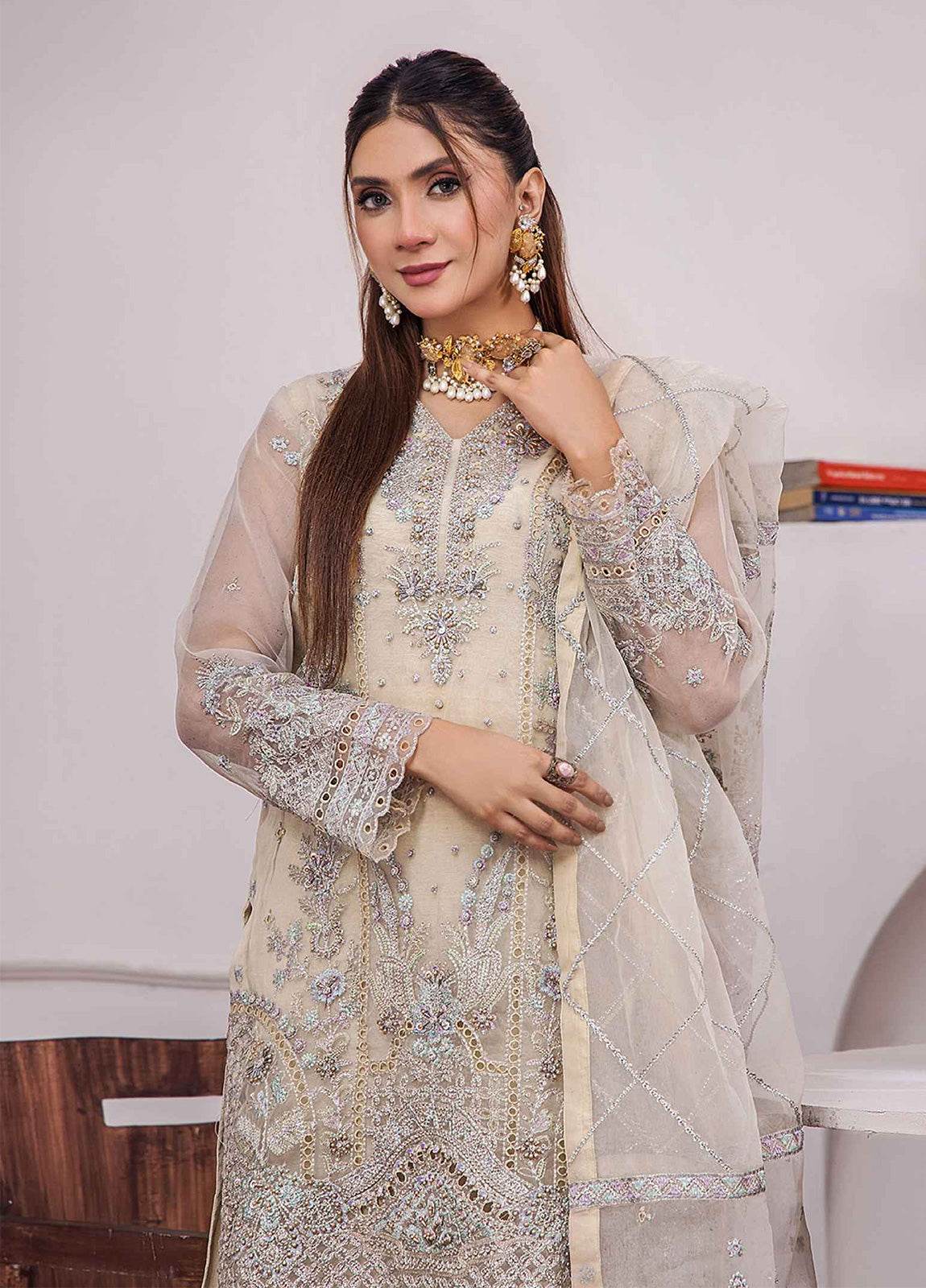 ZA Clothes Gulshan Embroidered Organza Ready to wear 3pcs - Jotey
