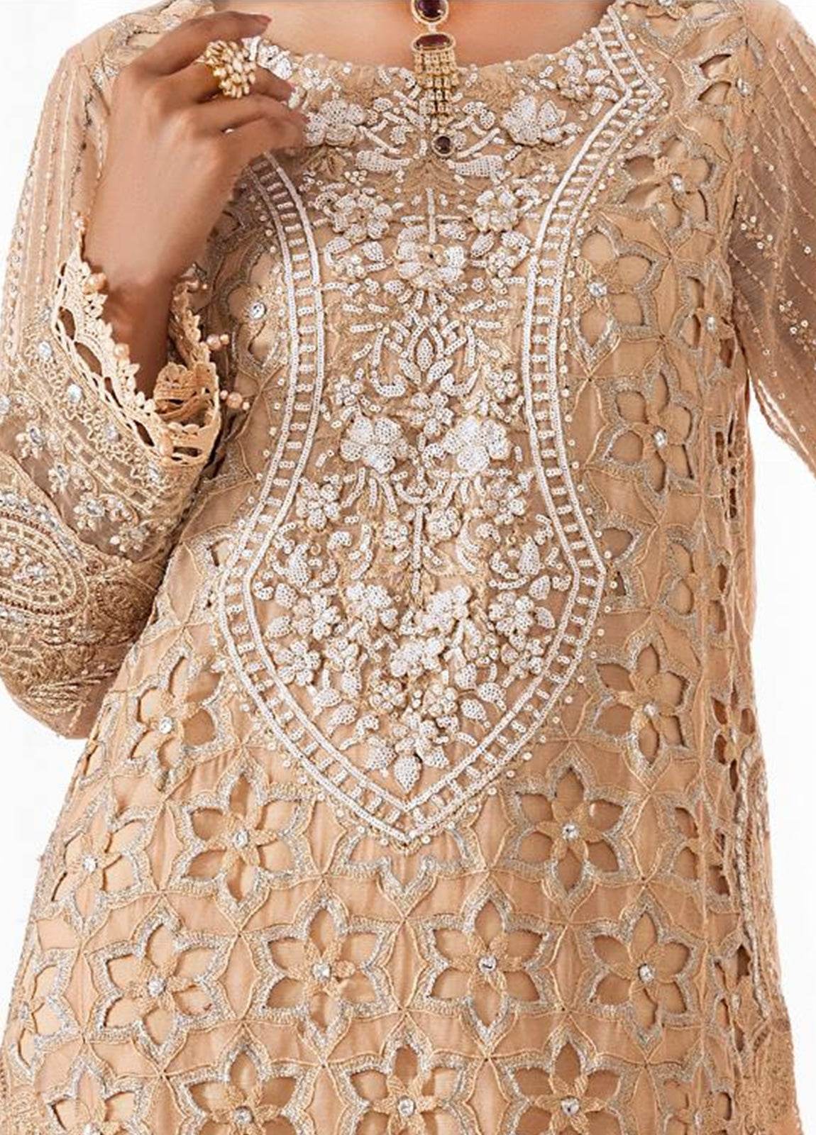 Zoya By ZA Clothes Embroidered Chiffon Semi-Stitched 3pcs - Jotey