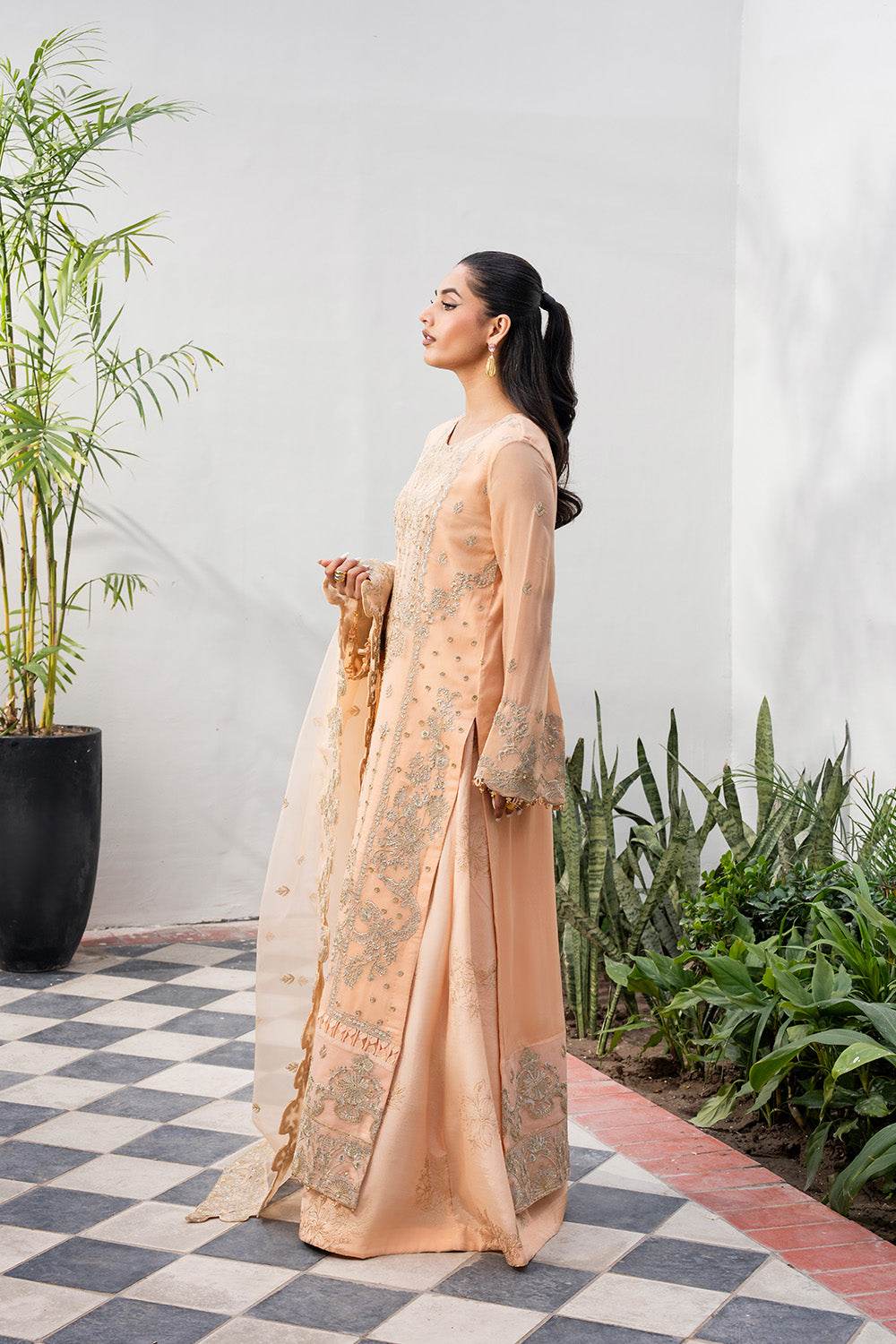 Tarz by Freesia Embroirdered Chiffon Unstitched 3 Piece - Jotey