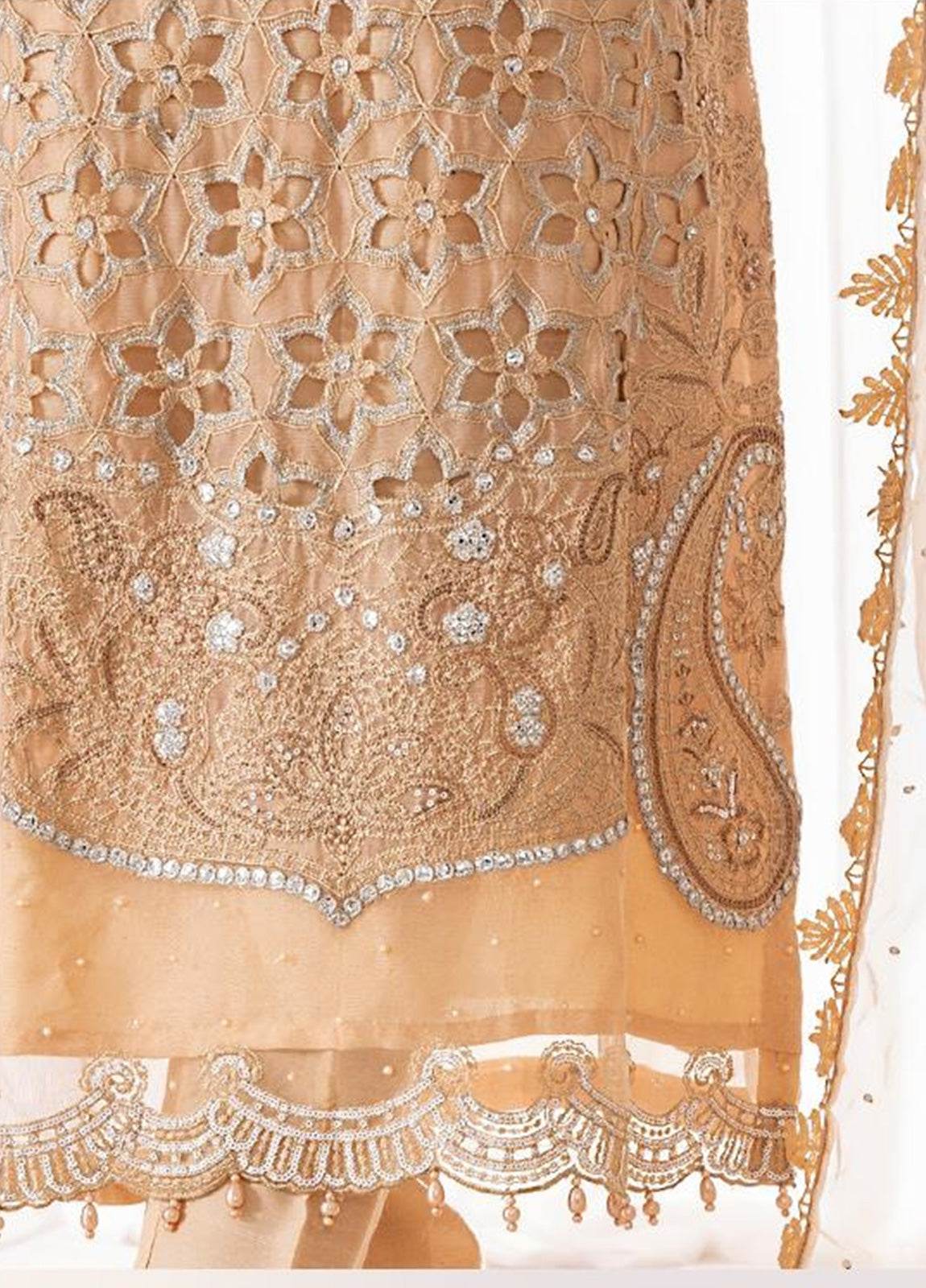 Zoya By ZA Clothes Embroidered Chiffon Semi-Stitched 3pcs - Jotey