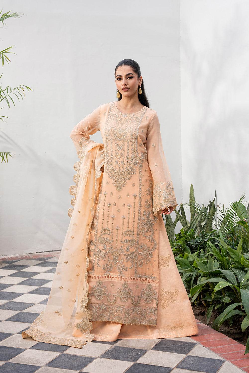 Tarz by Freesia Embroirdered Chiffon Unstitched 3 Piece - Jotey