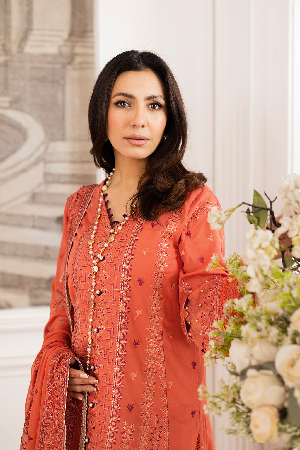 Johra Gold Swiss Voil Heavy Embroidered Lawn Unstitched 3Pcs